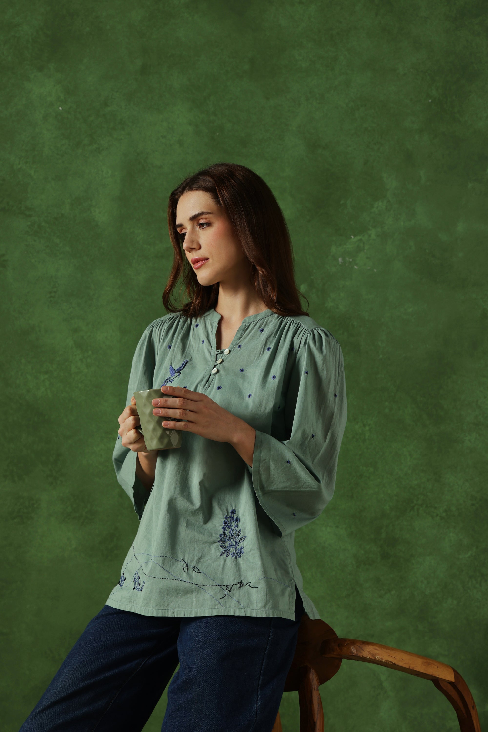 Meen Handcrafted Chikankari Top