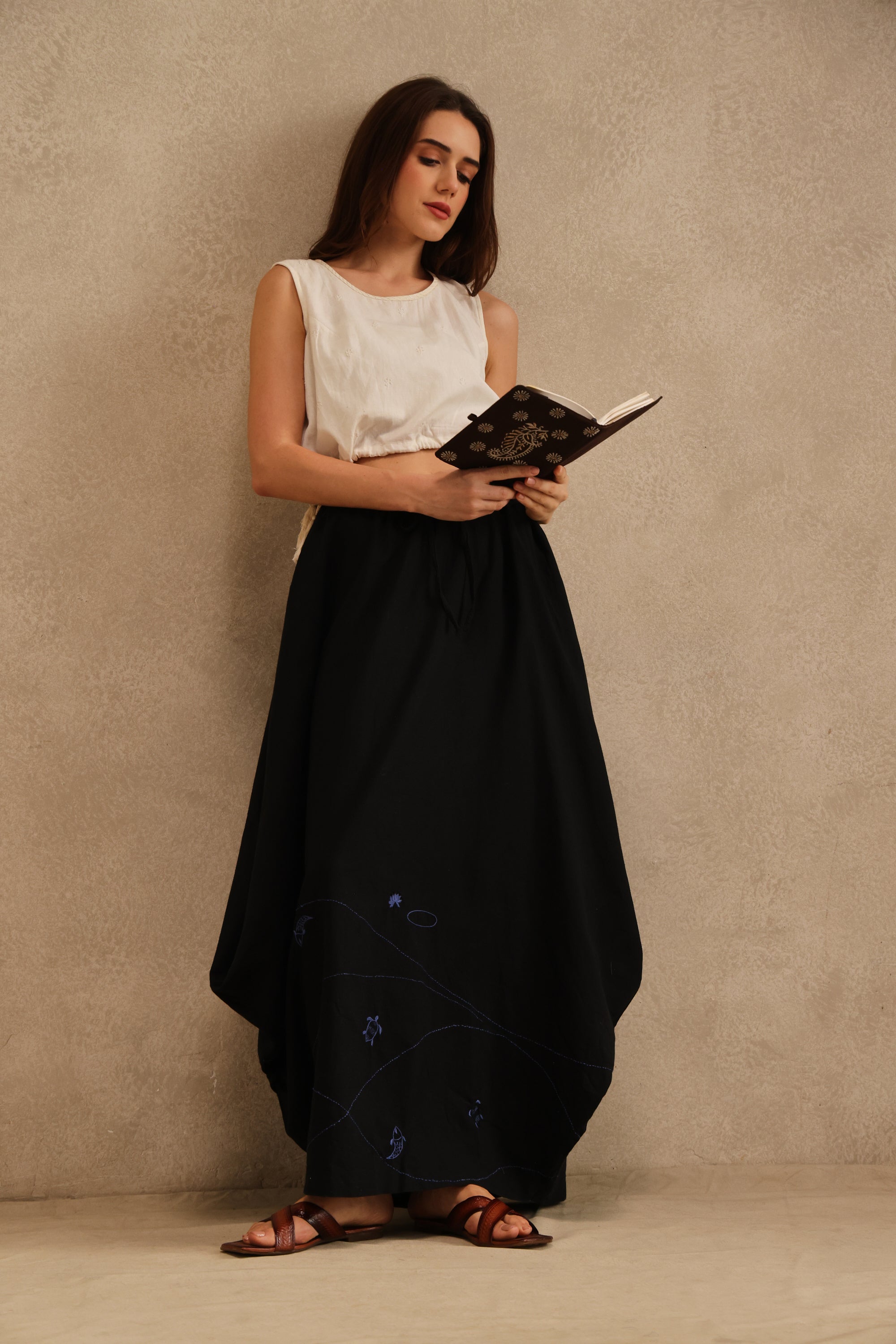 Lau handcrafted Chikankari Skirt