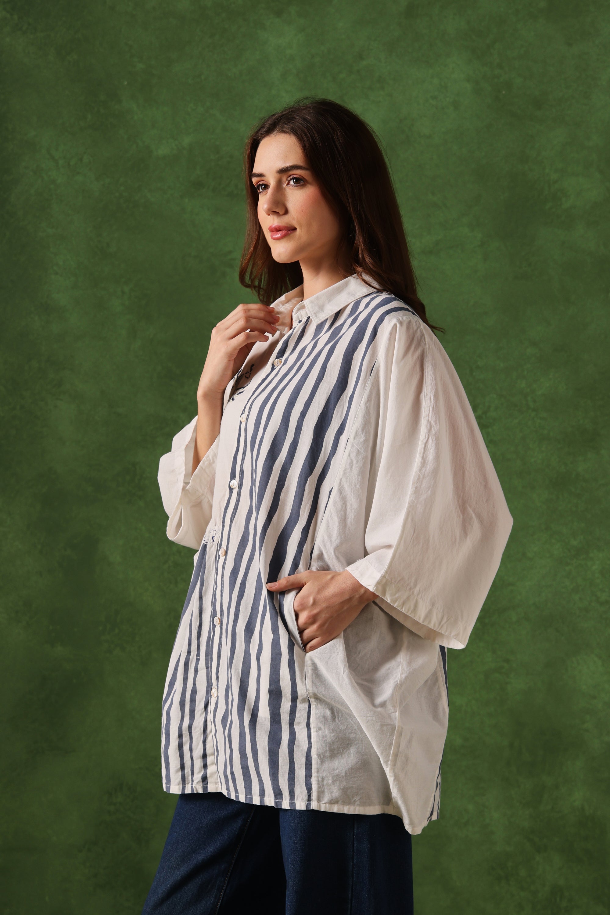 Nazar handcrafted Chikankari easy Shirt