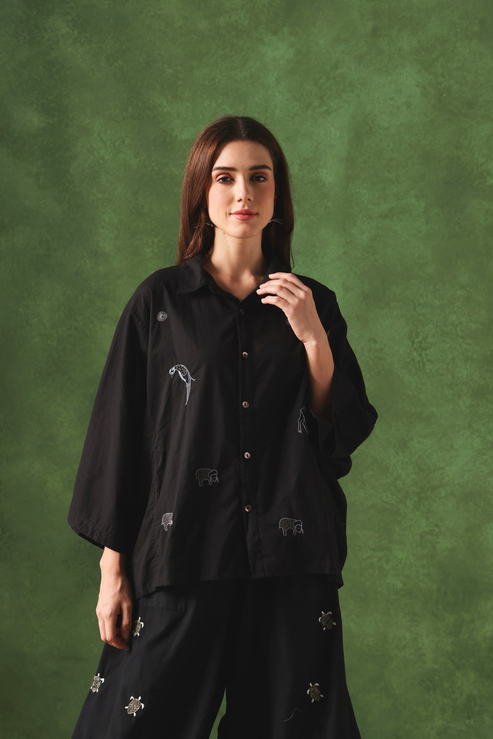 Seher handcrafted Chikankari Easy Shirt