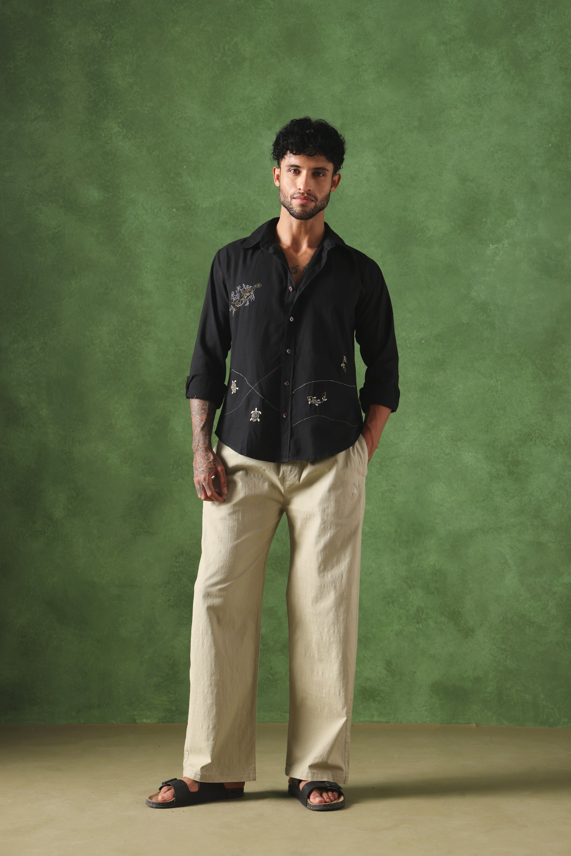 Sukoon handcrafted Chikankari spread collar Shirt