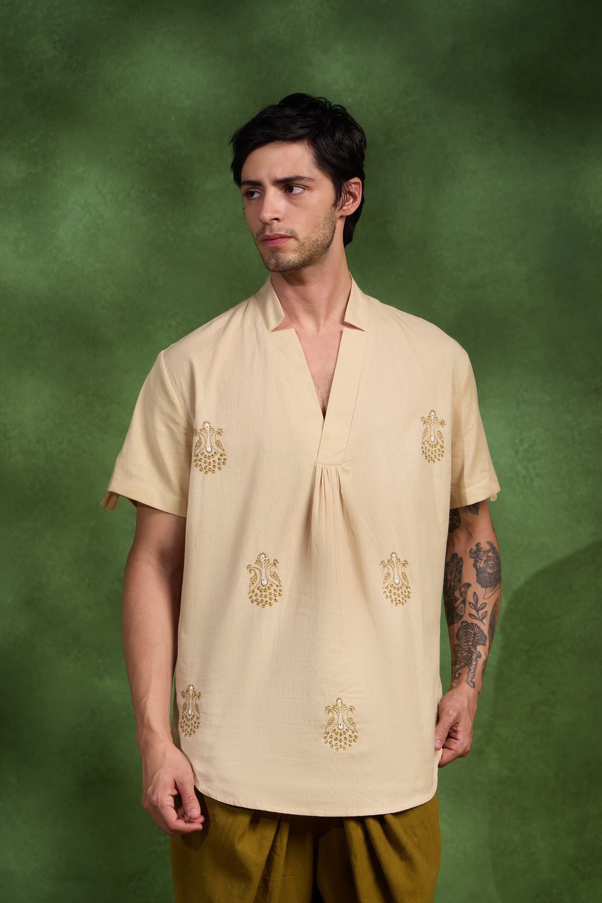 Buxar handcrafted Chikankari short Kurta