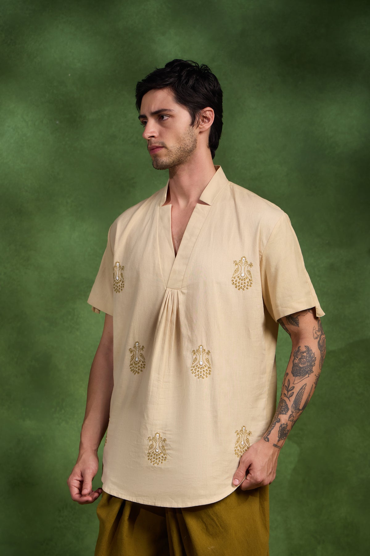 Buxar handcrafted Chikankari short Kurta