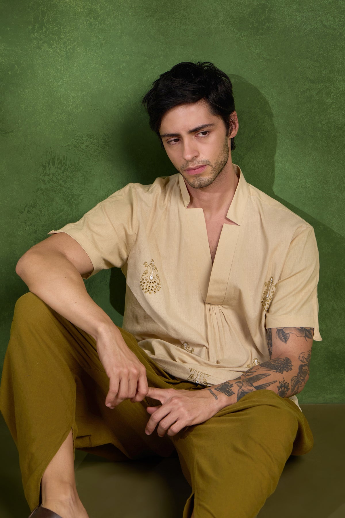 Buxar handcrafted Chikankari short Kurta