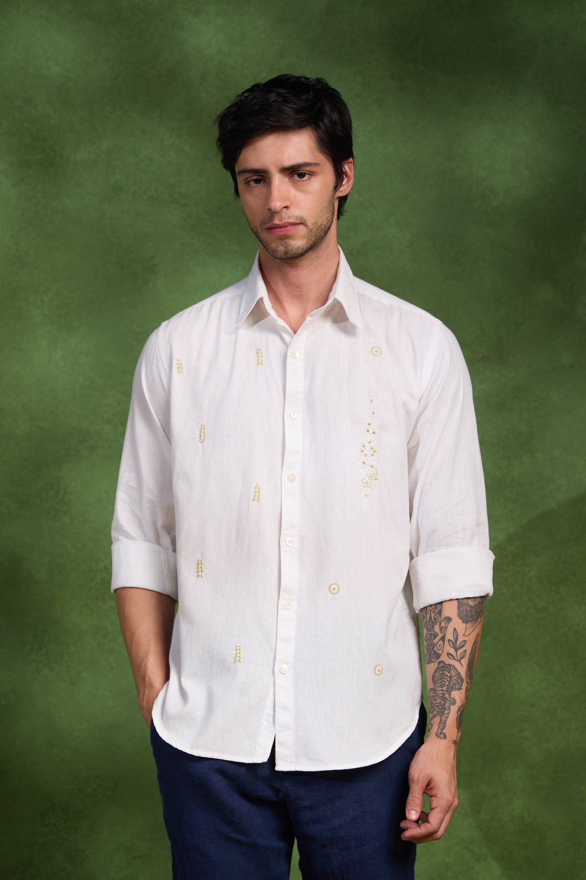 Anuvaad handcrafted Chikankari spread collar Shirt