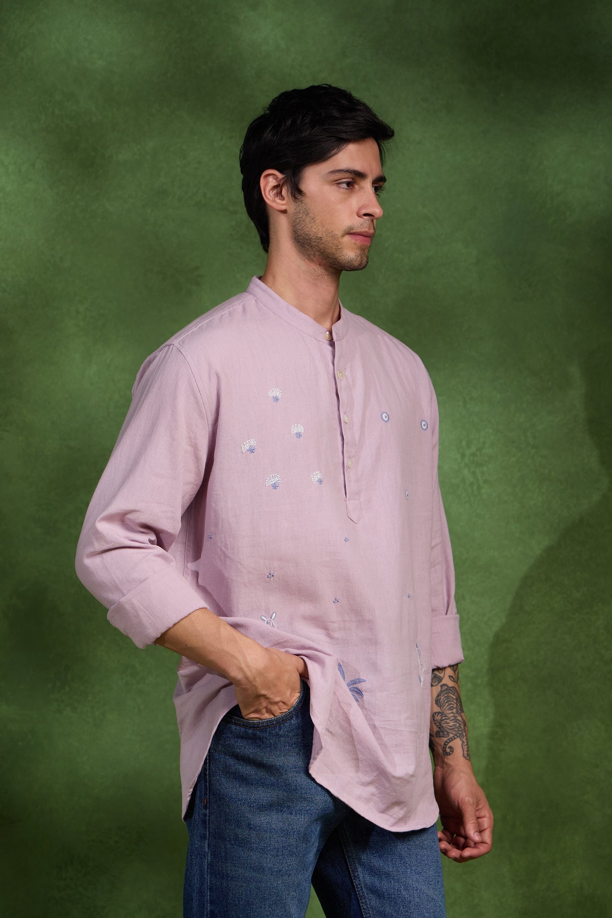 Bahuguna handcrafted Chikankari short Kurta
