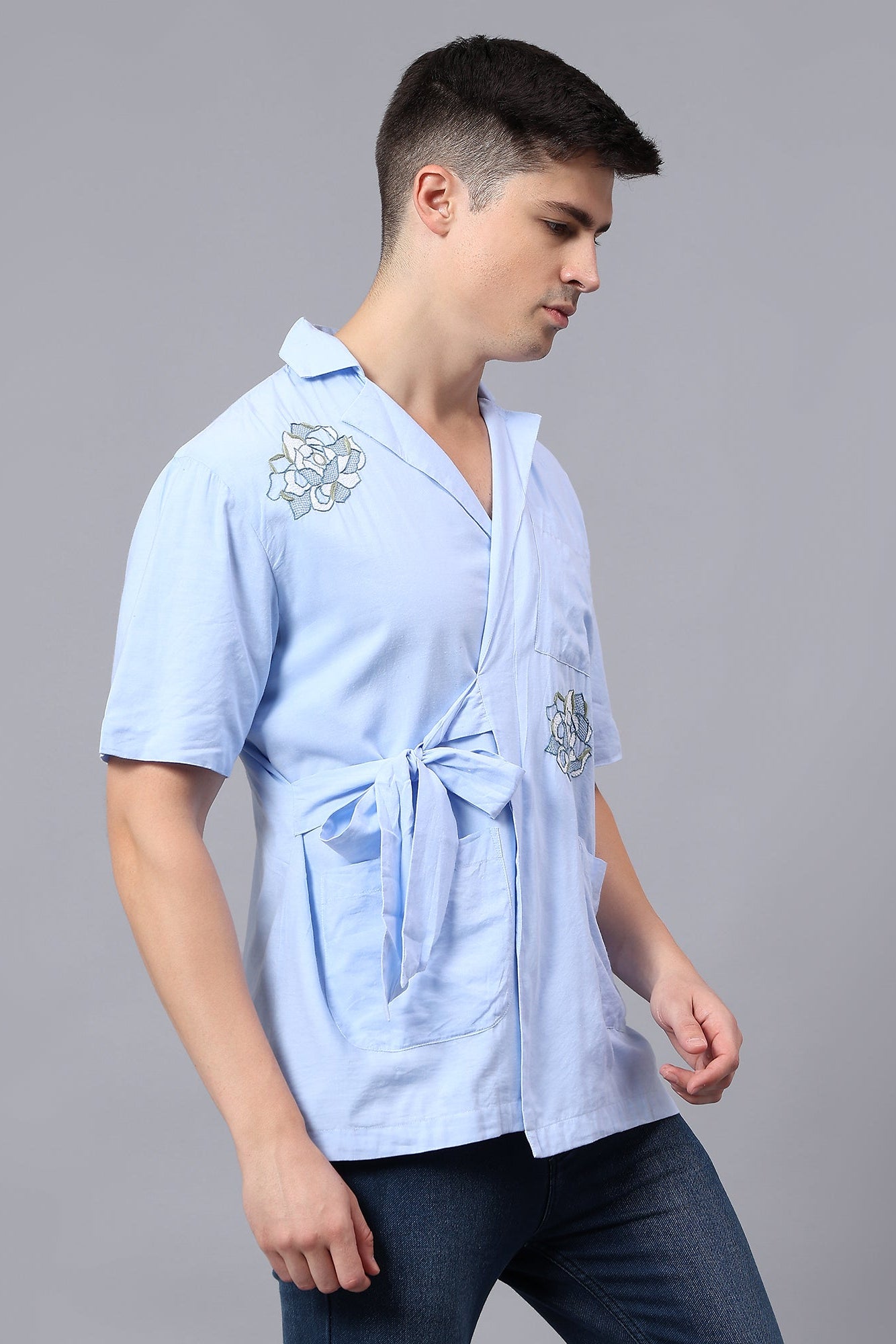 Avyay handcrafted Chikankari Lapel Collar Overlay