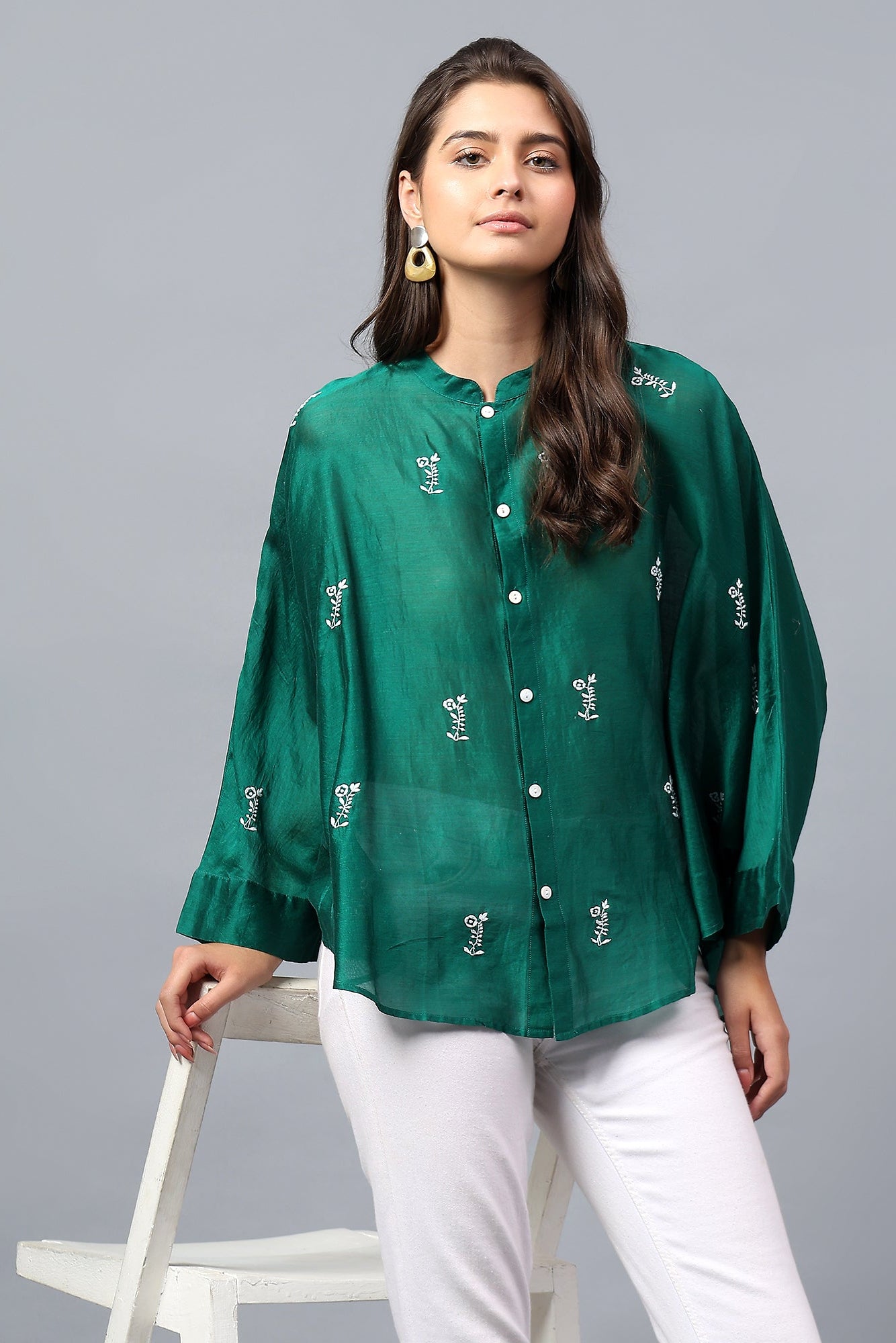 Bhaasha handcrafted Chikankari Easy Shirt