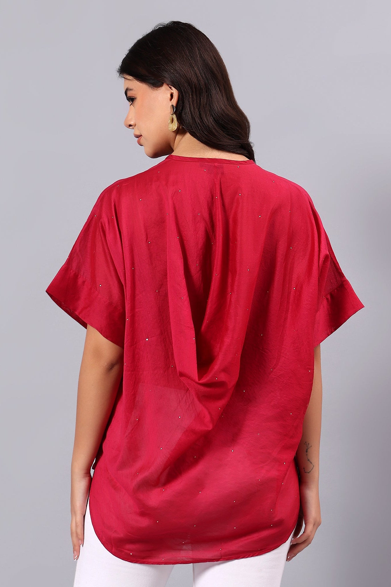 Samaas handcrafted Chikankari Shirt w/h back Cowl