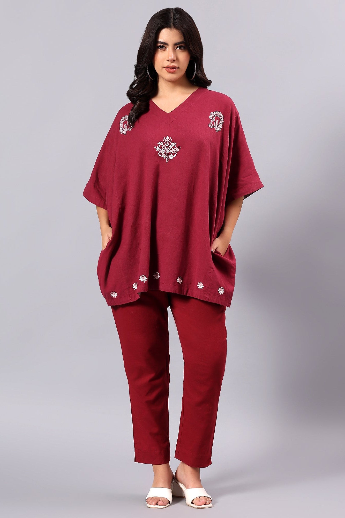 Tadbhav handcrafted Chikankari Easy fit Tunic