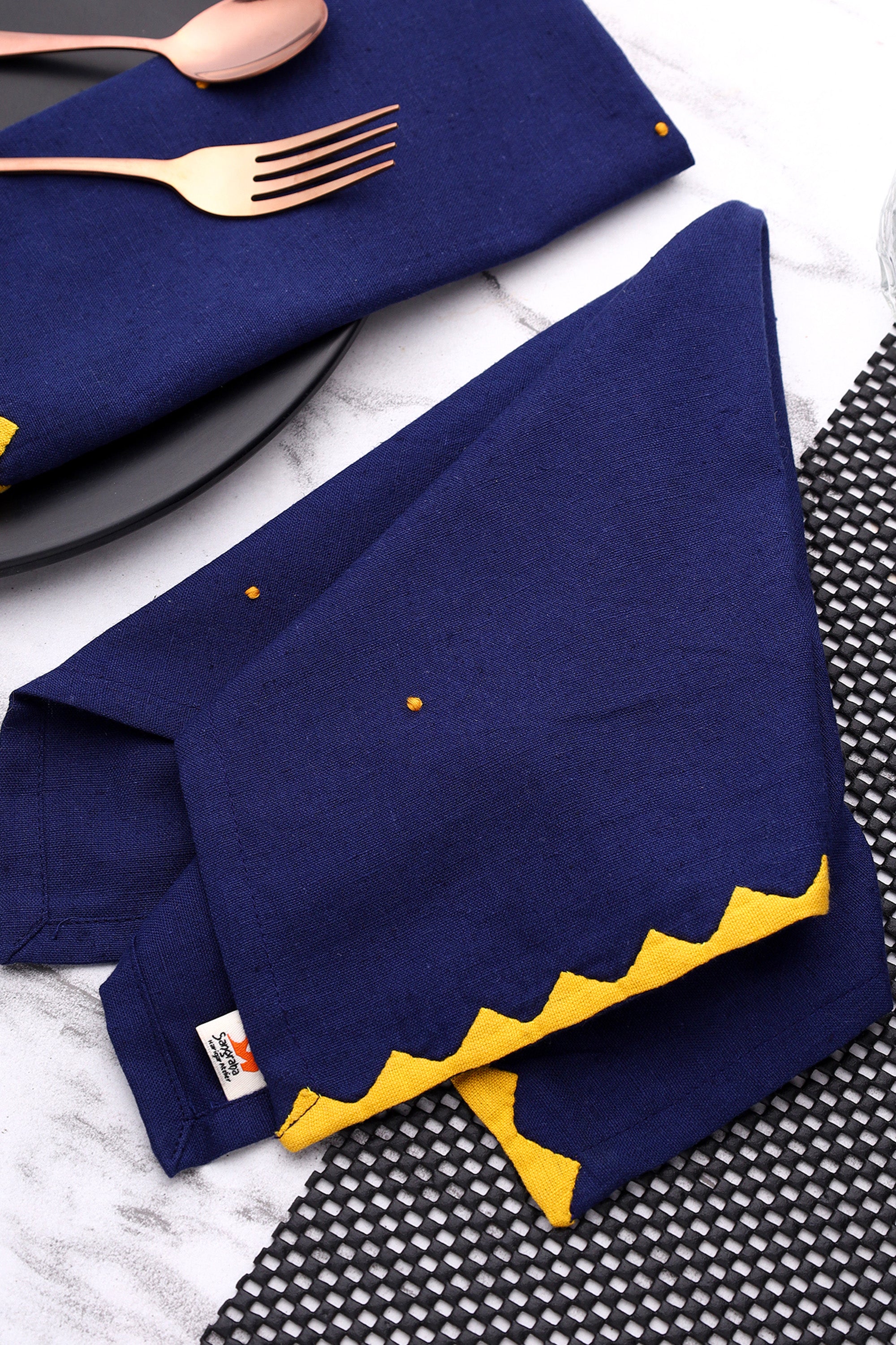 Cocktail Napkin | Paraka | Darazdari | Cotton Flax | Set of 2