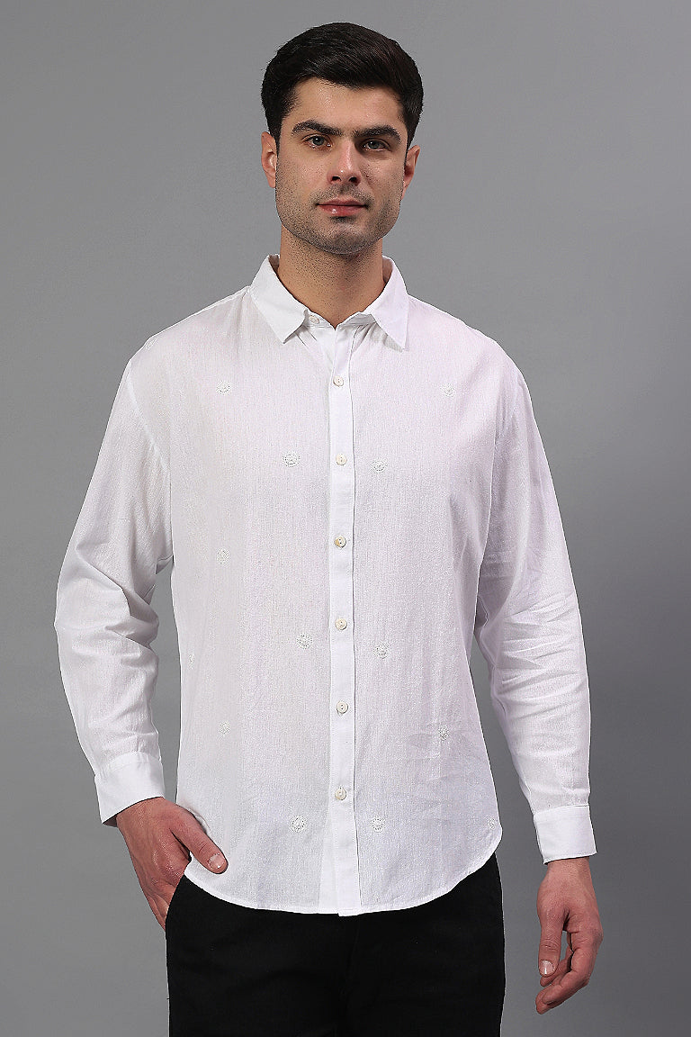 Collar Shirt | Yugam | Chikankari | Cotton Linen