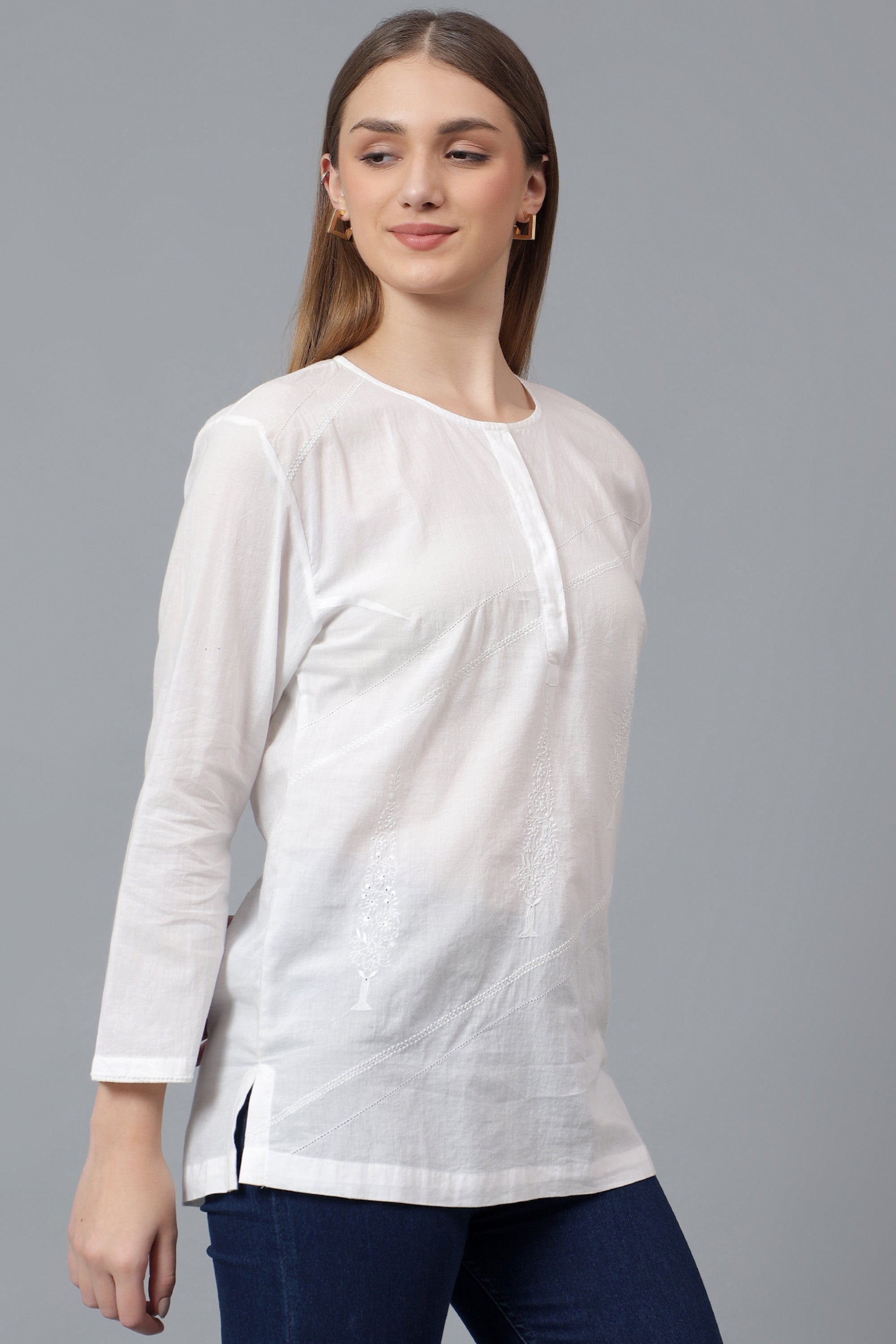 Top | Kakini | Chikankari | Cotton