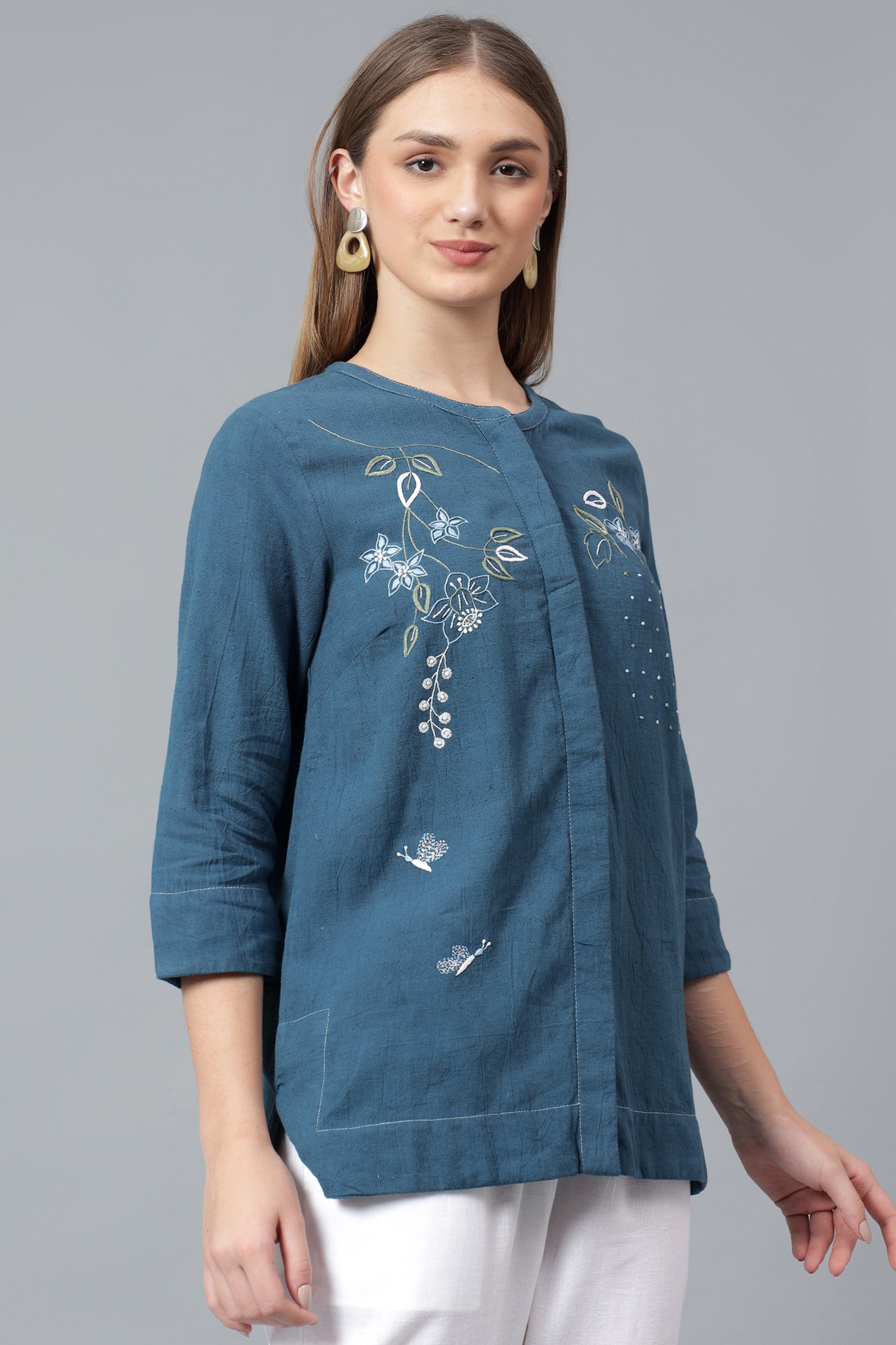 Shirt | Adverb | Chikankari | Cotton Linen