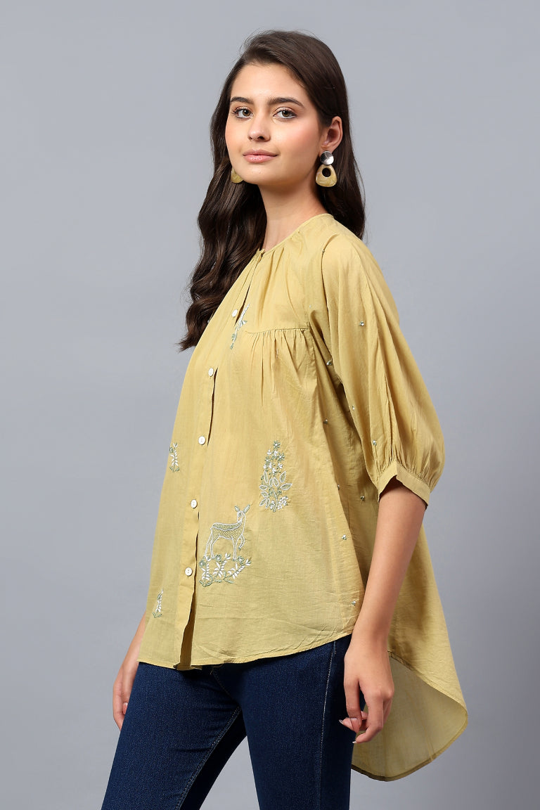 Shirt | Swar | Chikankari | Cotton