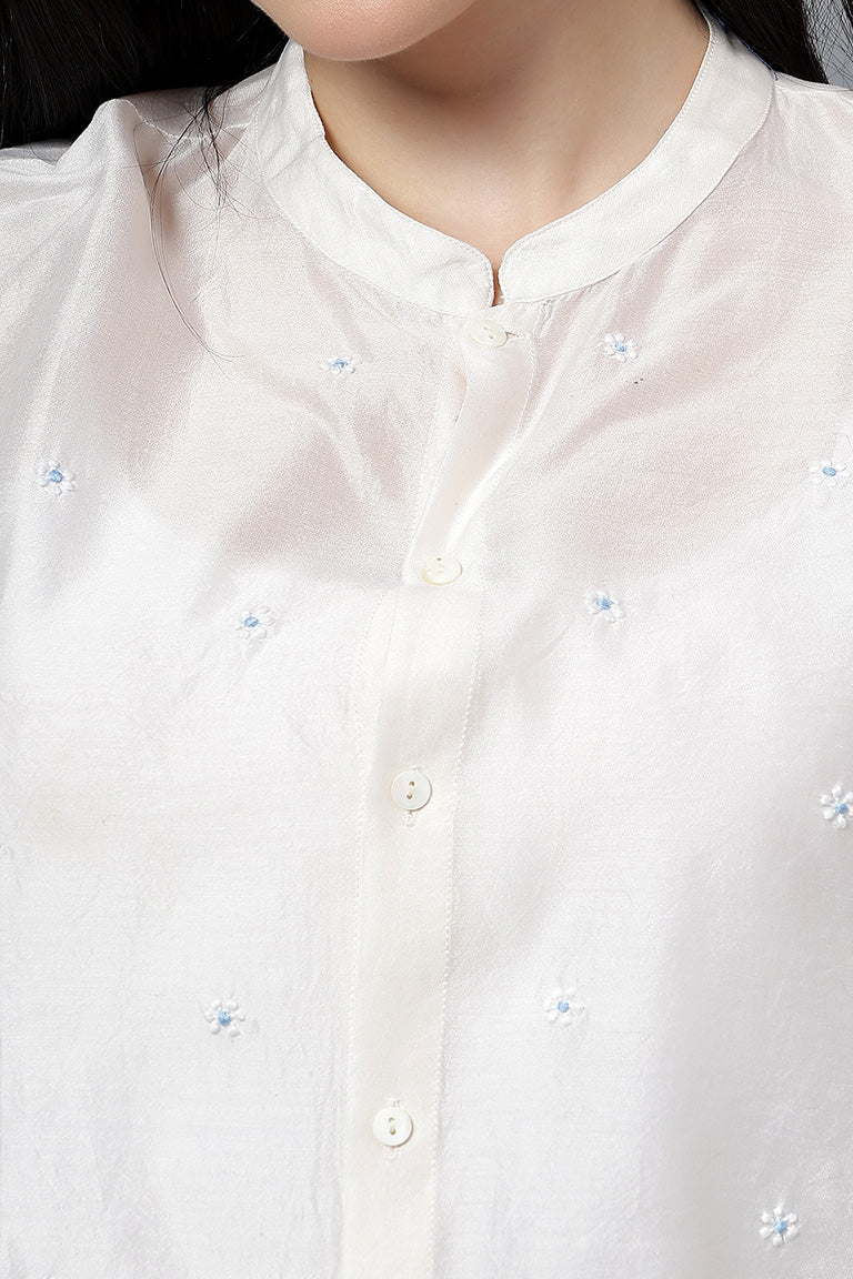 Easy Shirt | Vaani | Chikankari | Cotton Silk (Chanderi)