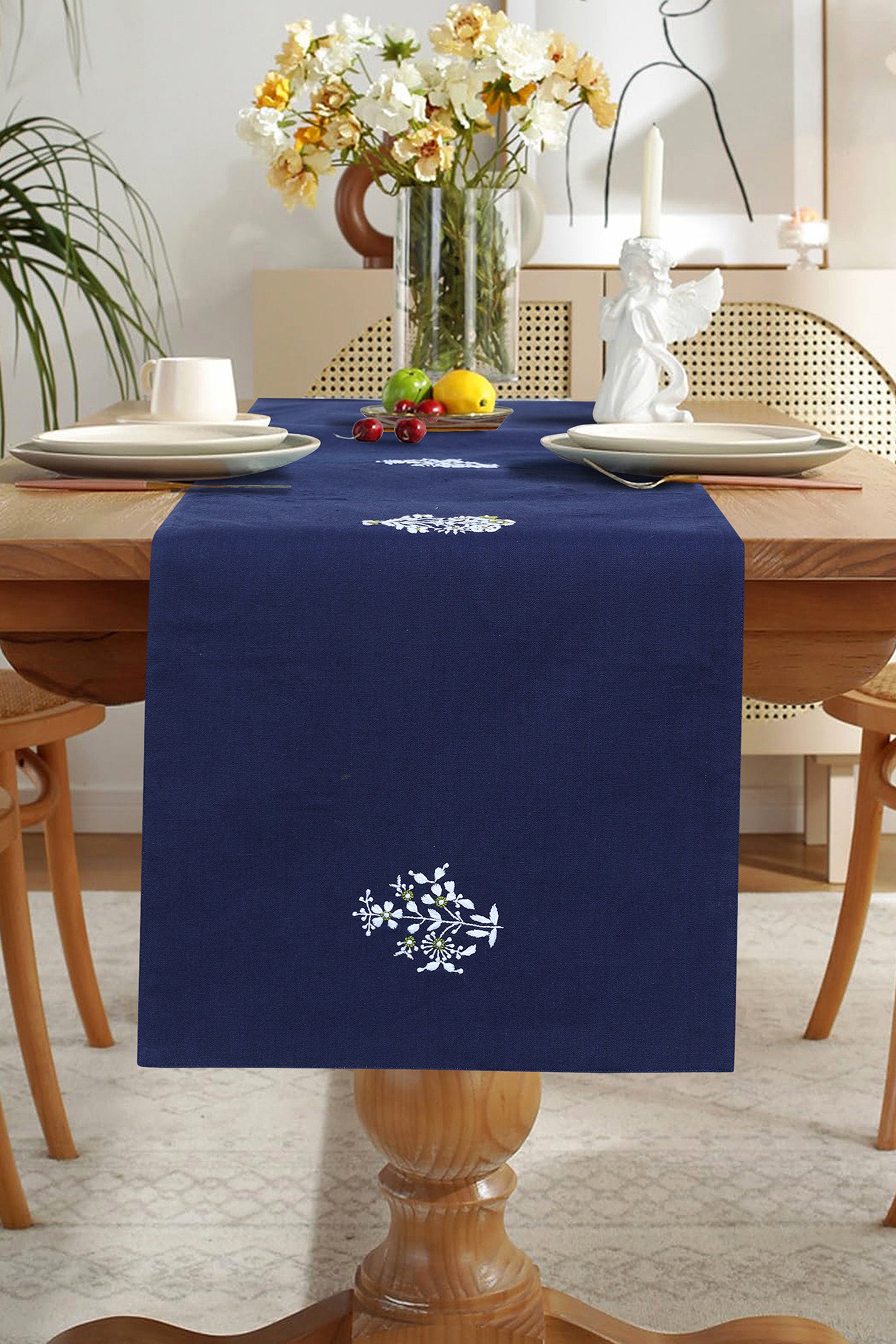 Table Runner | Chilika | Chikankari | Cotton Flax