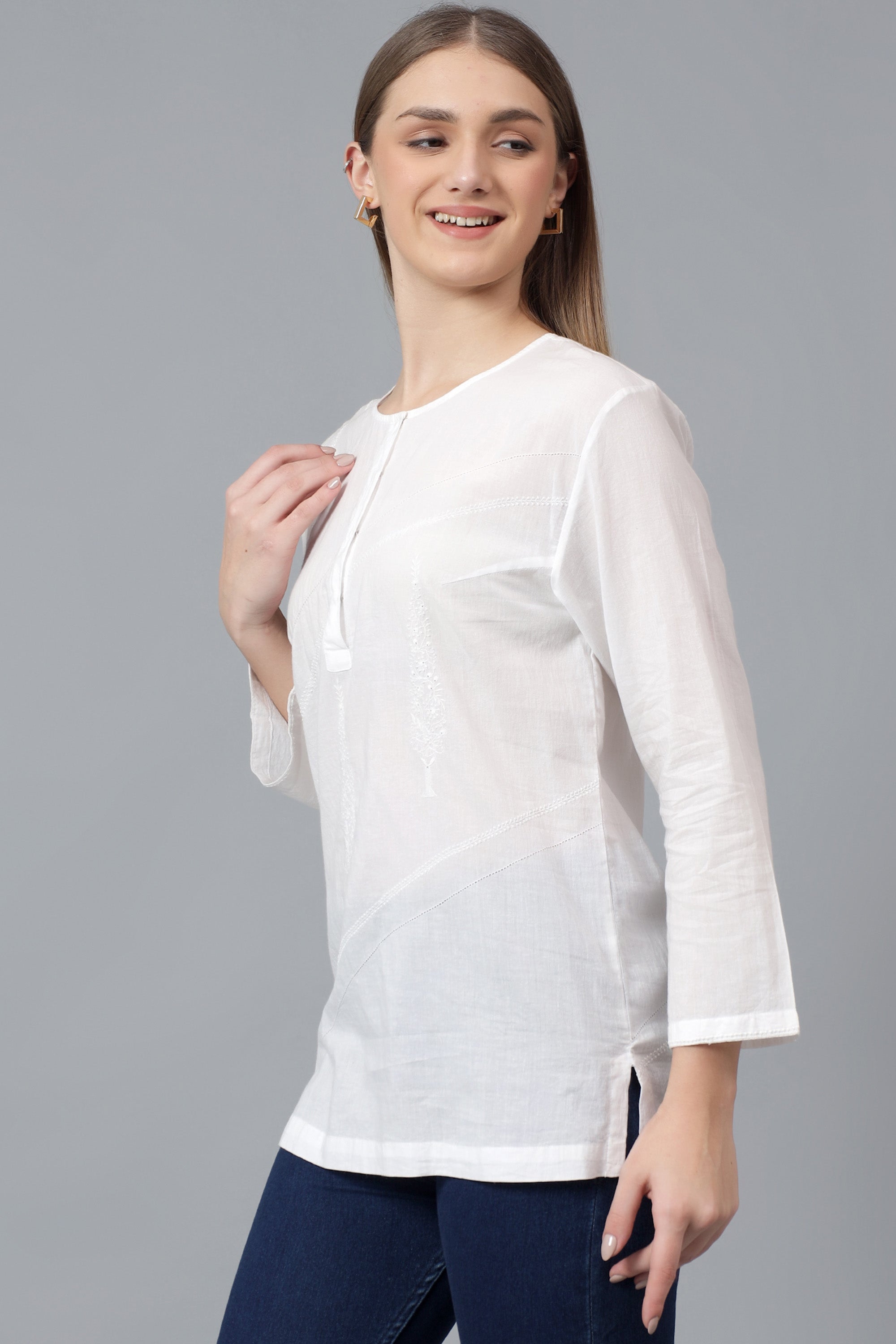 Top | Kakini | Chikankari | Cotton