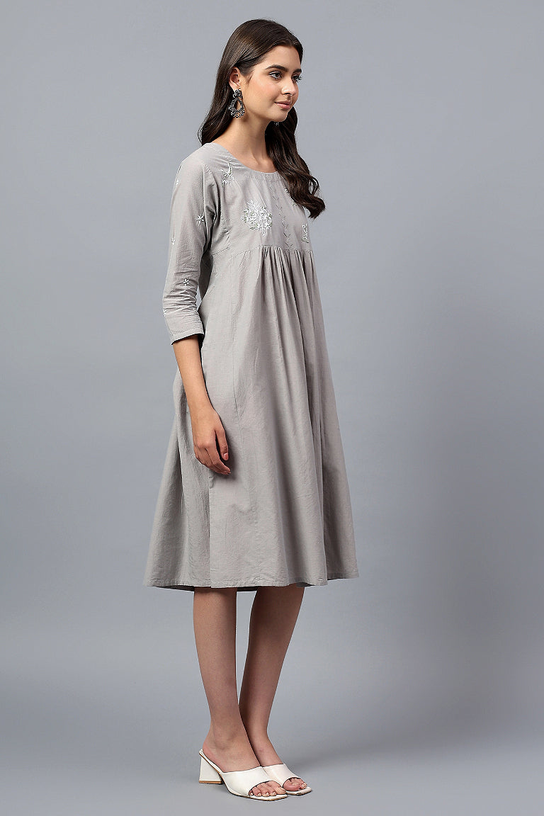 Tunic | Akhota | Chikankari | Cotton Chambray