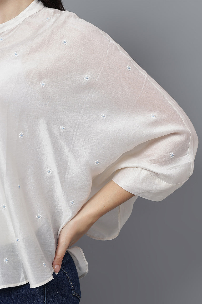 Easy Shirt | Vaani | Chikankari | Cotton Silk (Chanderi)