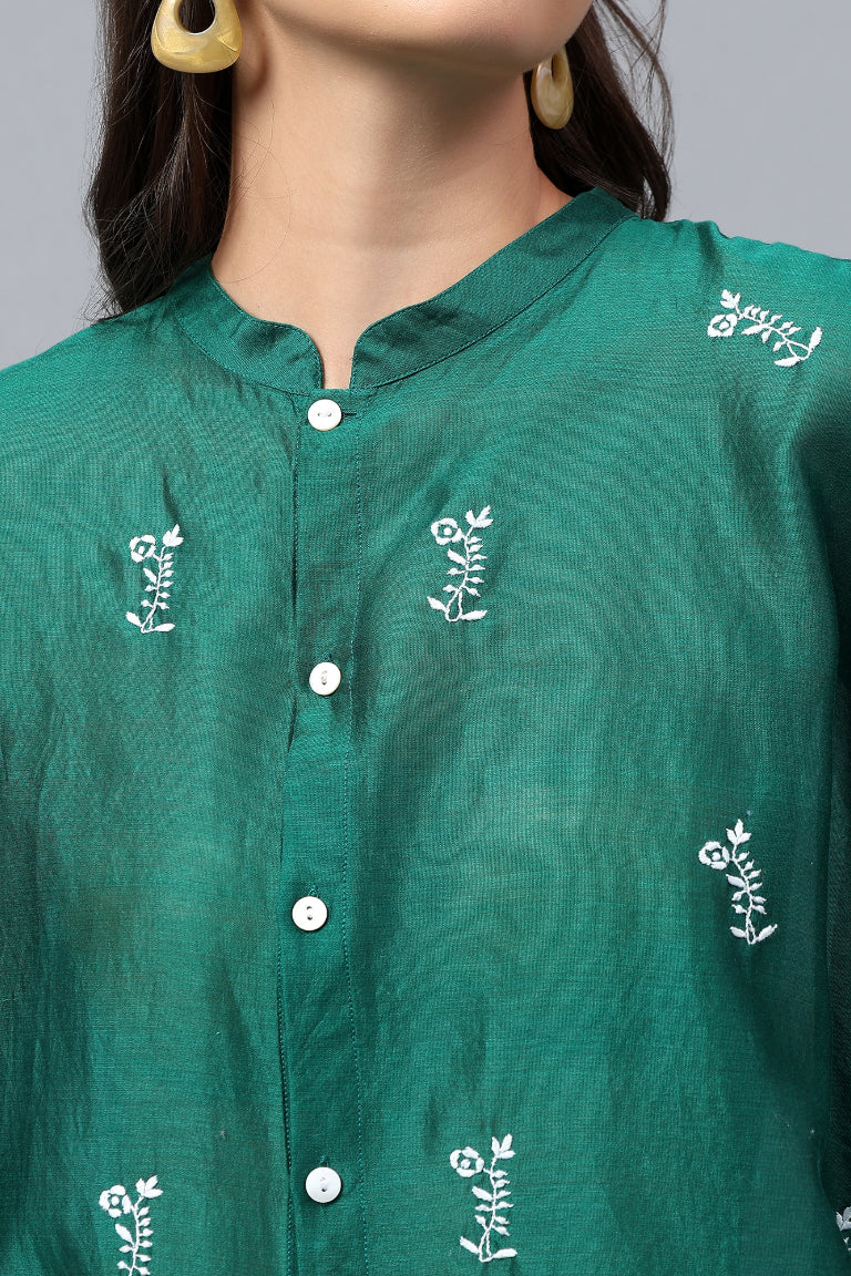 Easy Shirt | Bhaasha | Chikankari | Cotton Silk (Chanderi)
