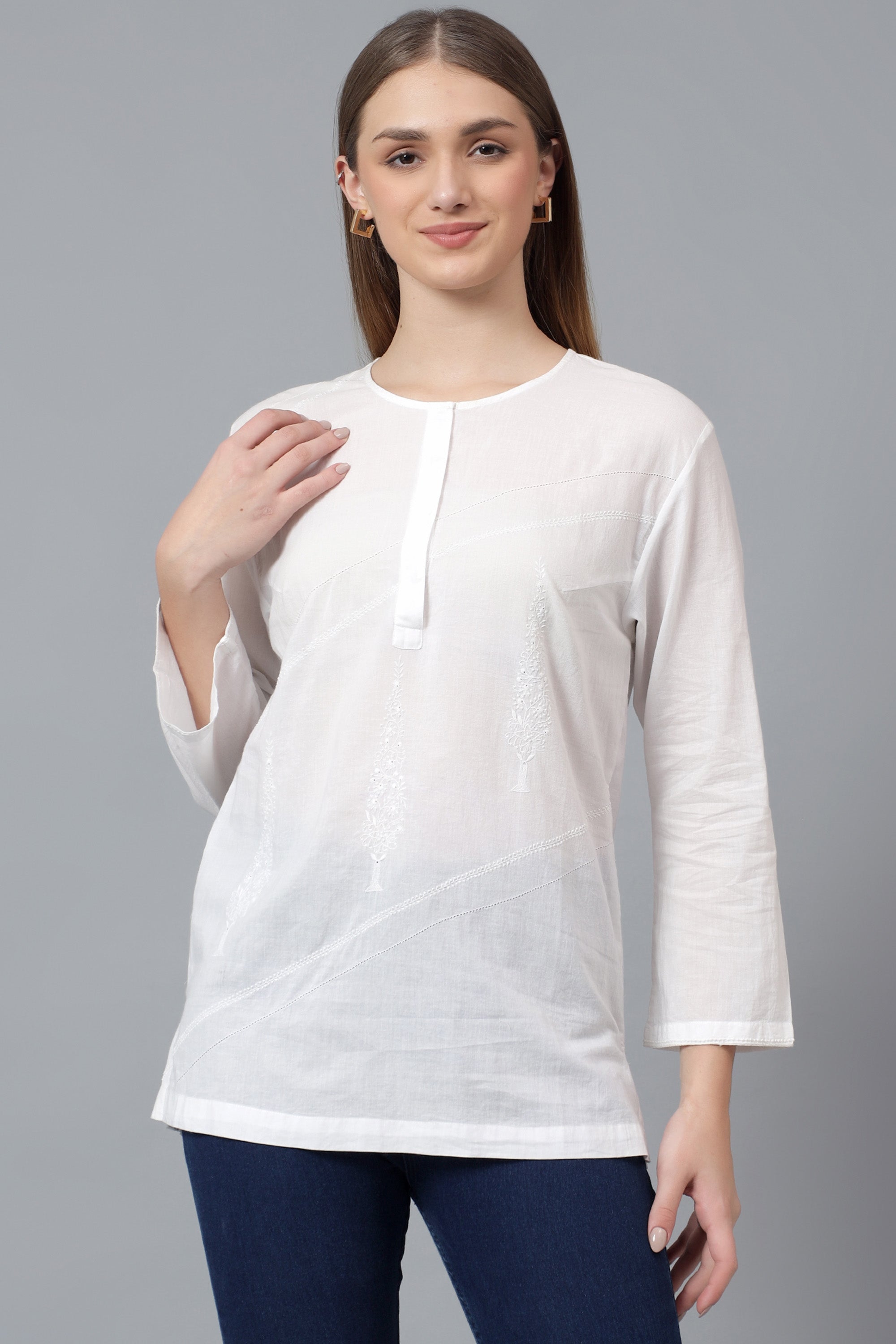Top | Kakini | Chikankari | Cotton