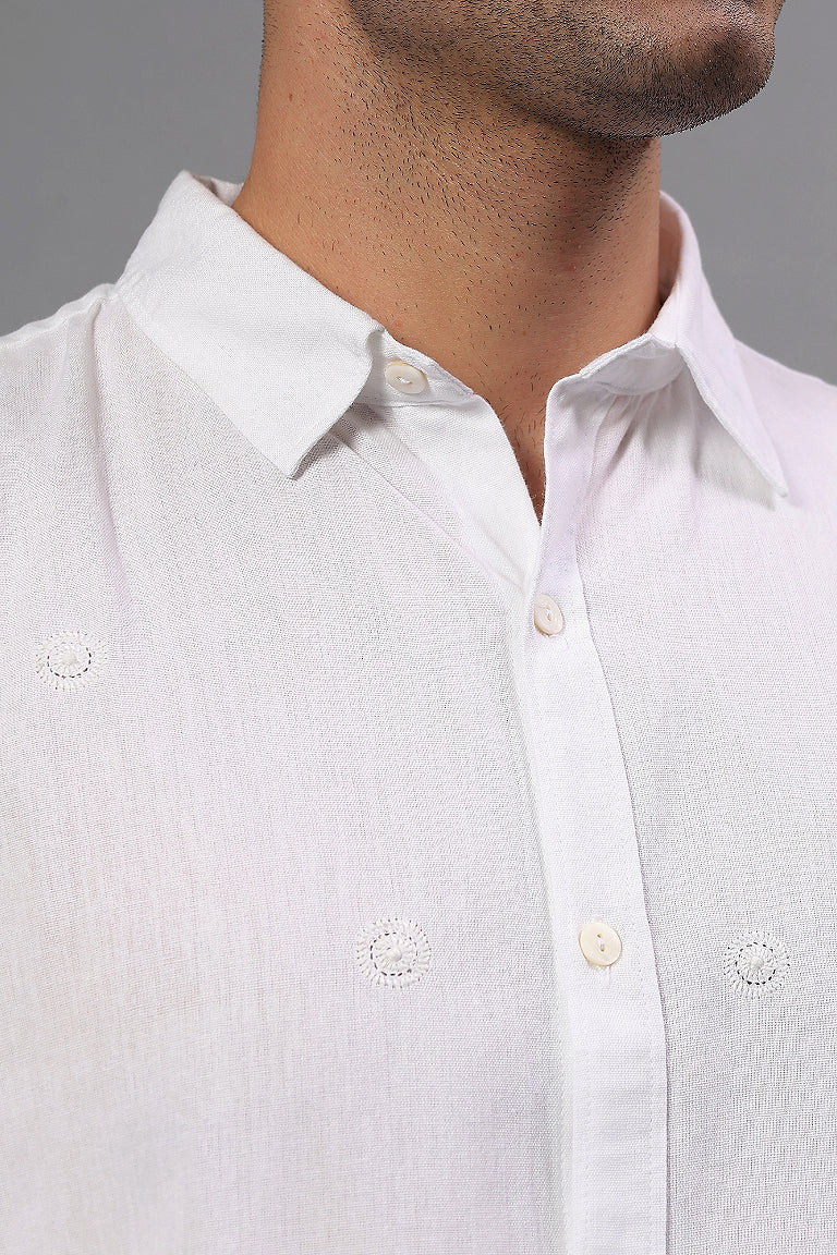 Collar Shirt | Yugam | Chikankari | Cotton Linen