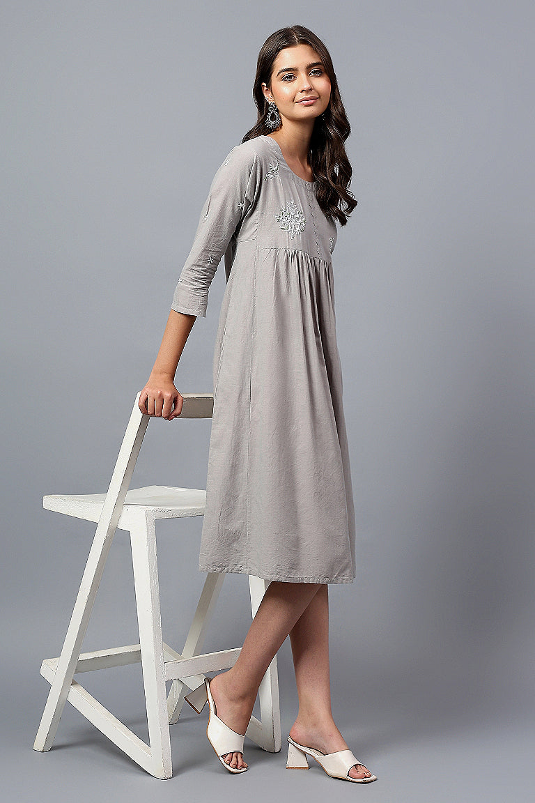 Tunic | Akhota | Chikankari | Cotton Chambray