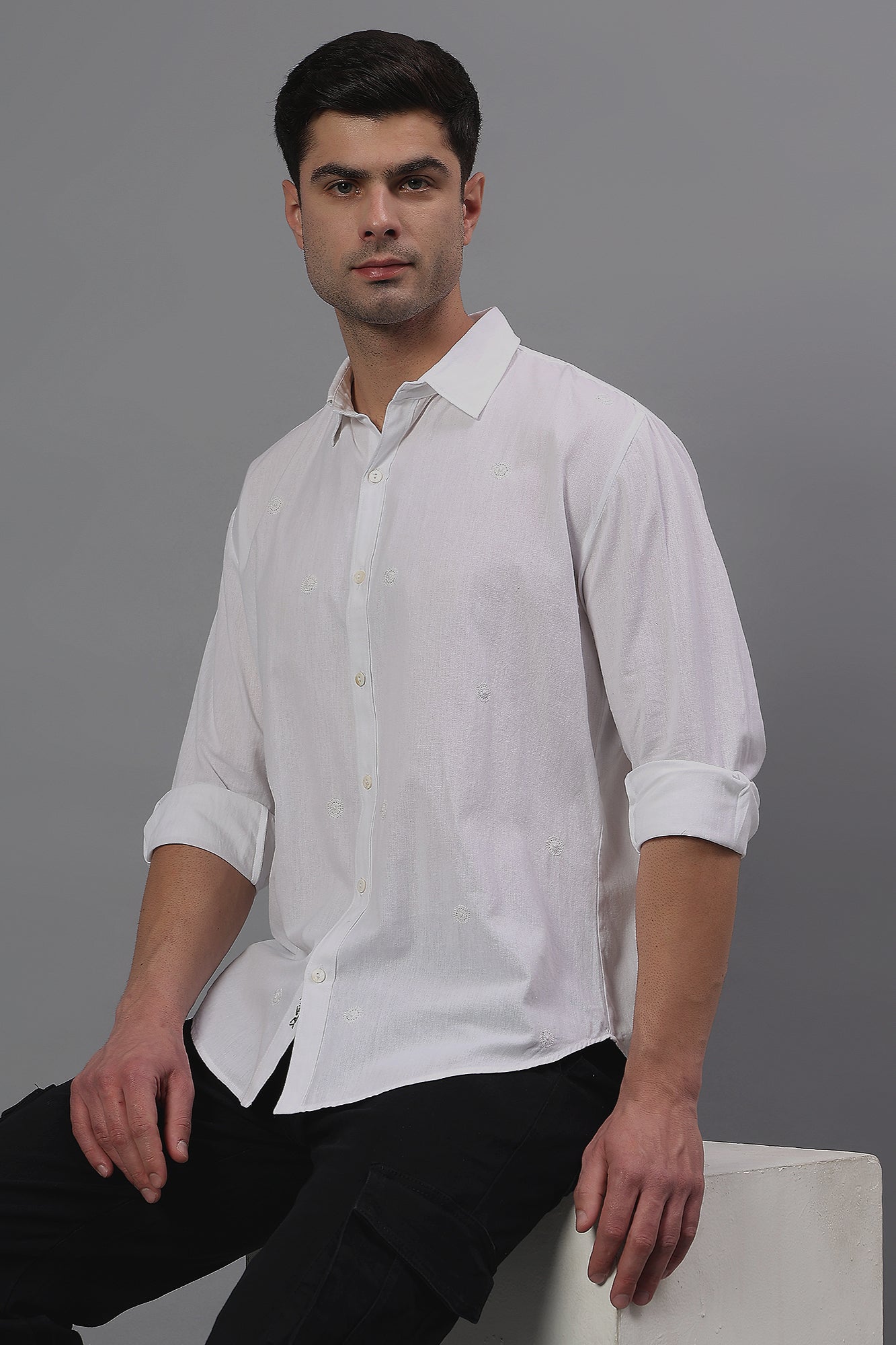 Yugam handcrafted Chikankari spread collar Shirt