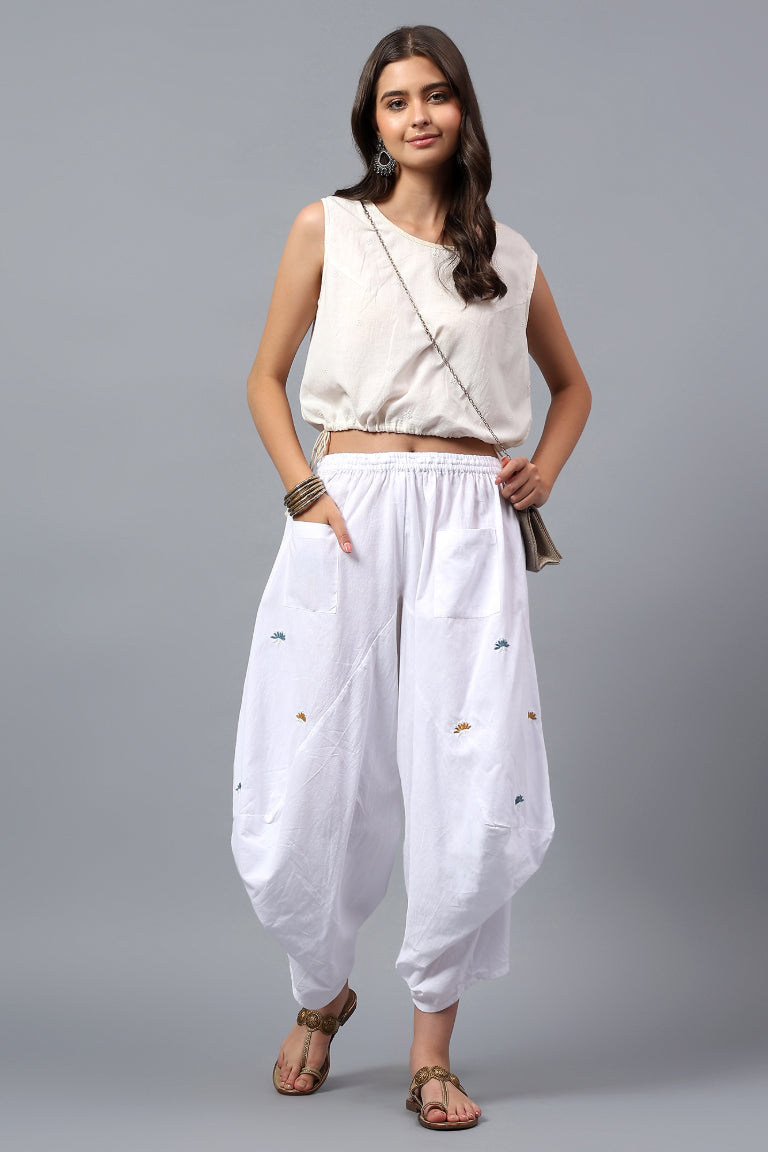 Cascade Pant | Yurui | Chikankari | Cotton Linen