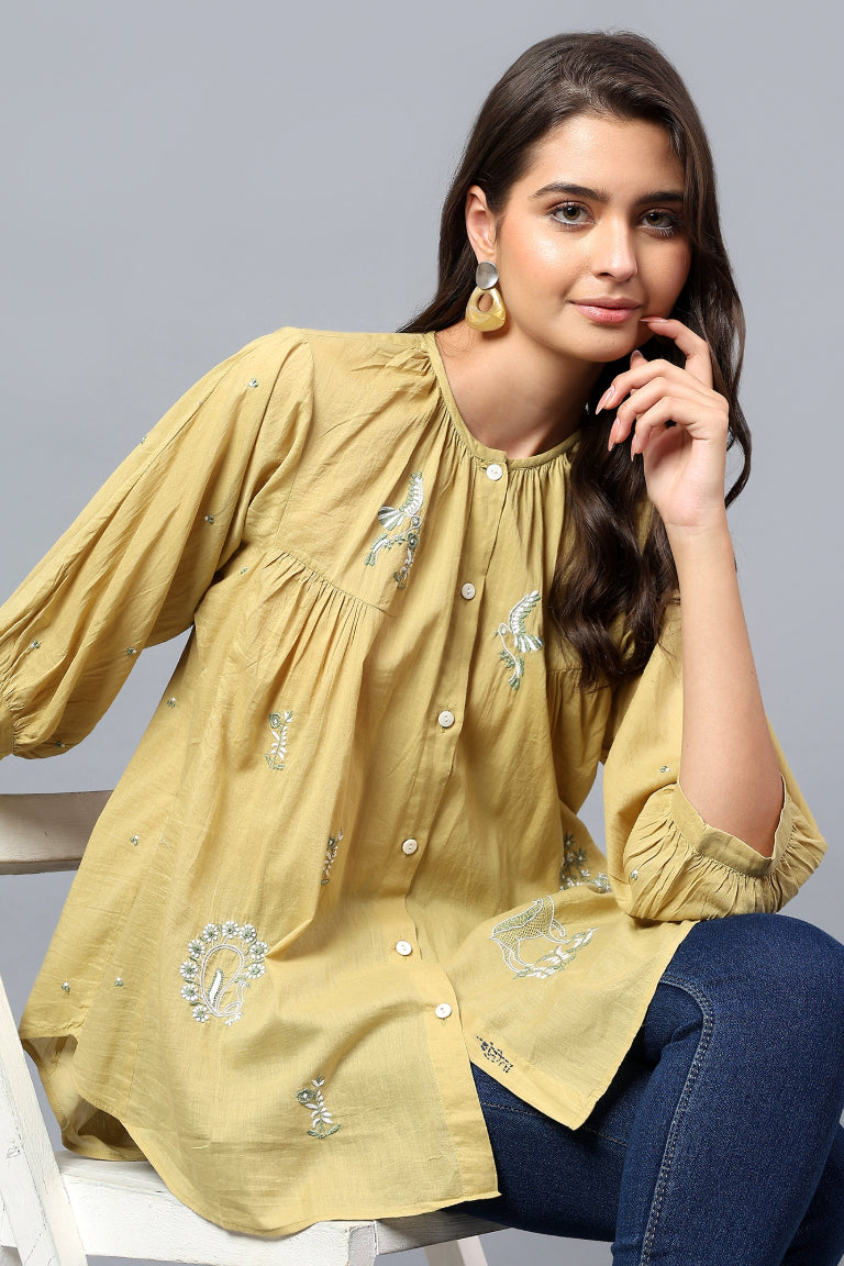 Shirt | Swar | Chikankari | Cotton