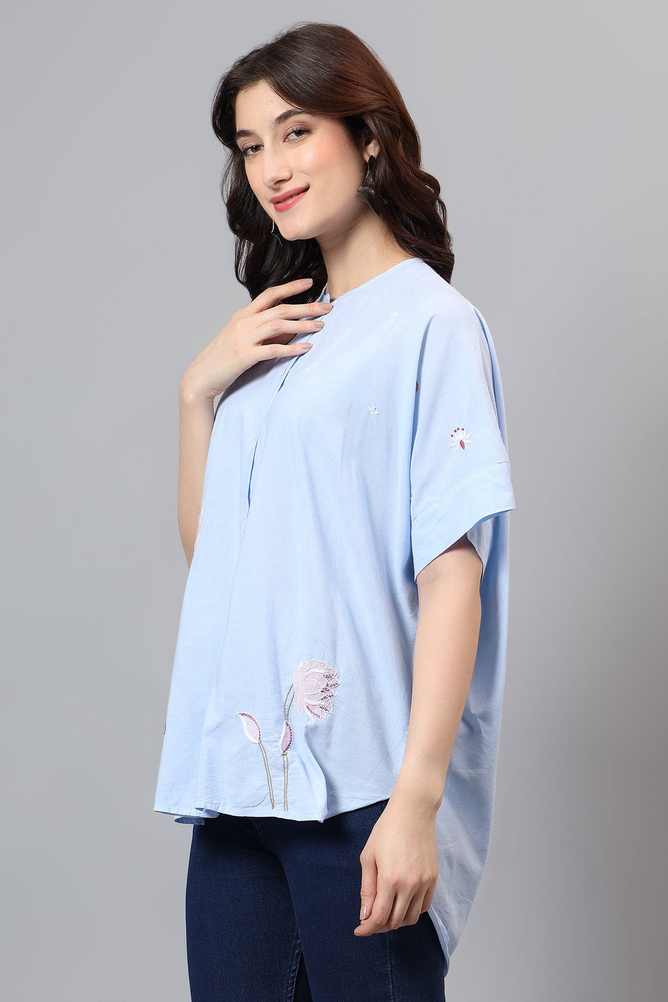 Paribhasha handcrafted Chikankari back cowl Shirt