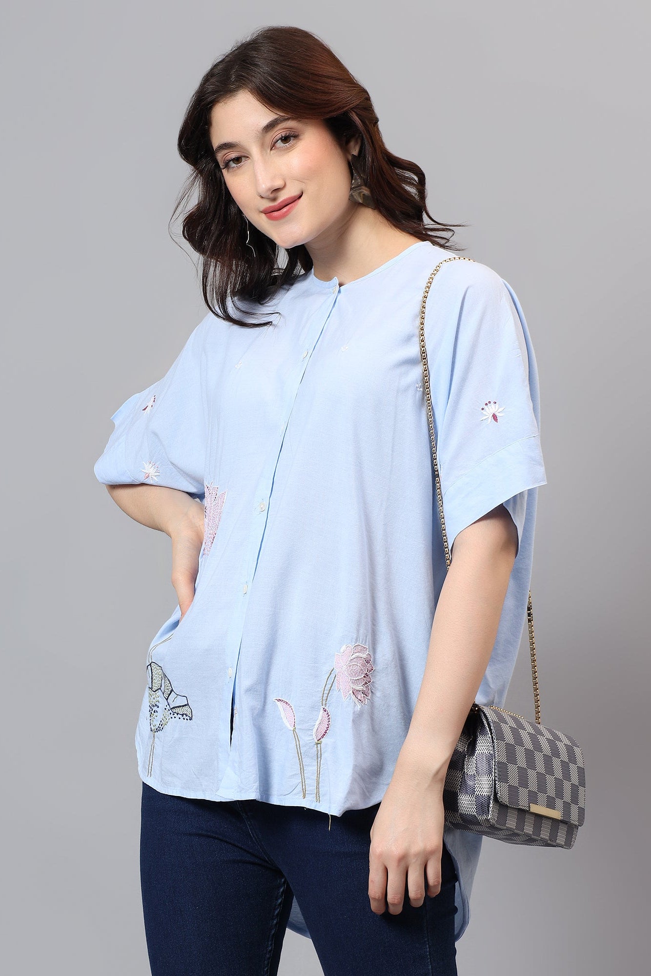 Paribhasha handcrafted Chikankari back cowl Shirt