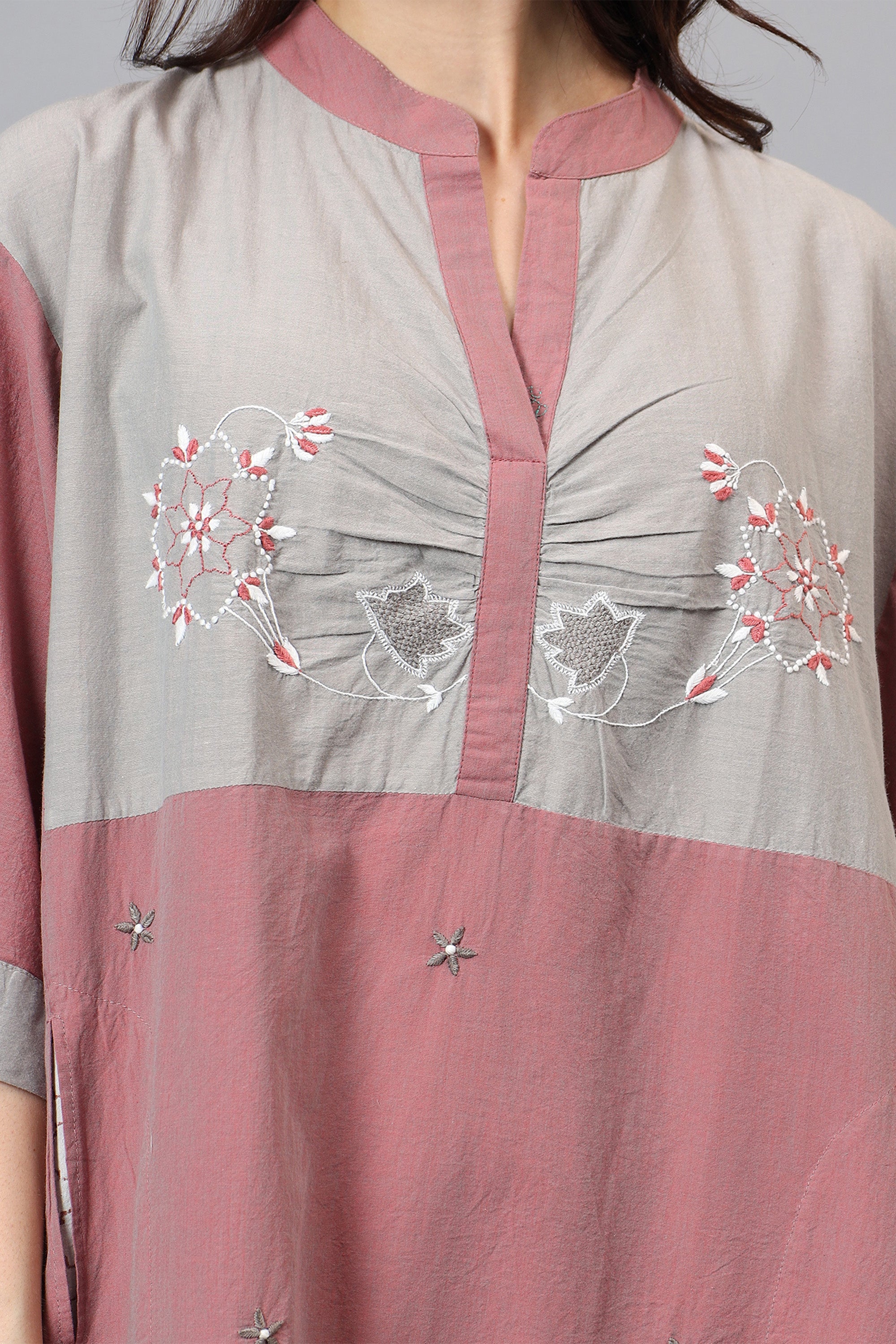 Kaftan | Mubtakar | Chikankari | Cotton Chambray