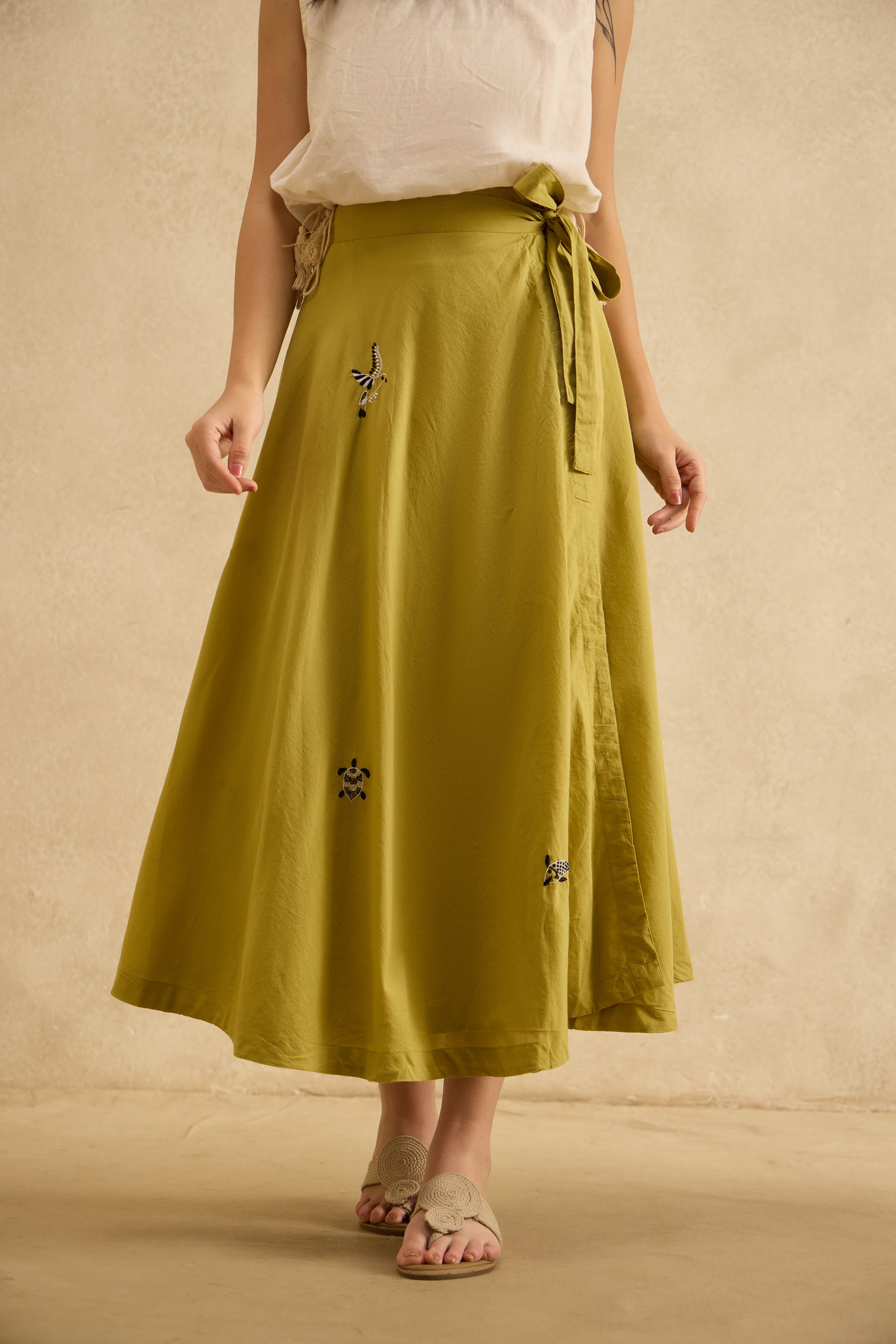 Aab handcrafted Chikankari Wrap Skirt