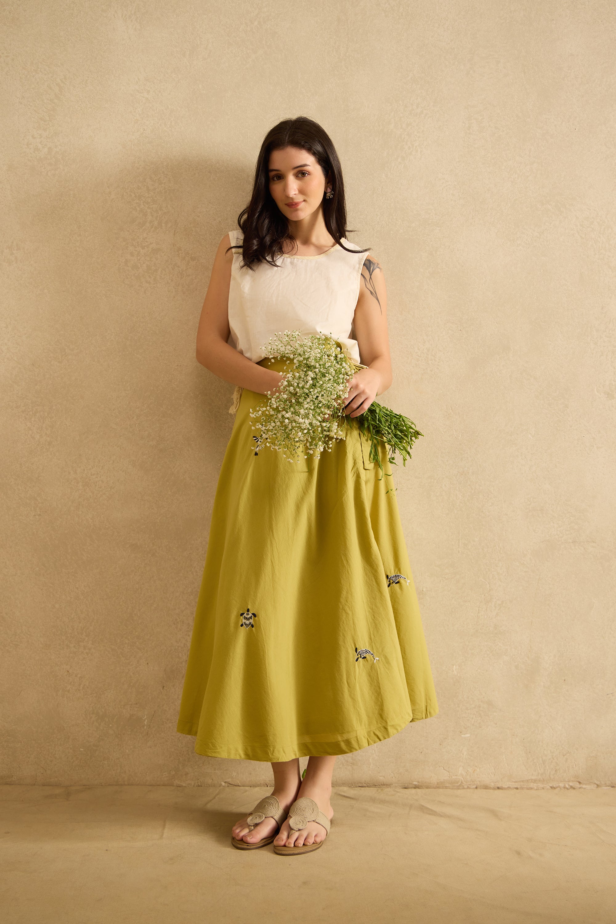 Aab handcrafted Chikankari Wrap Skirt