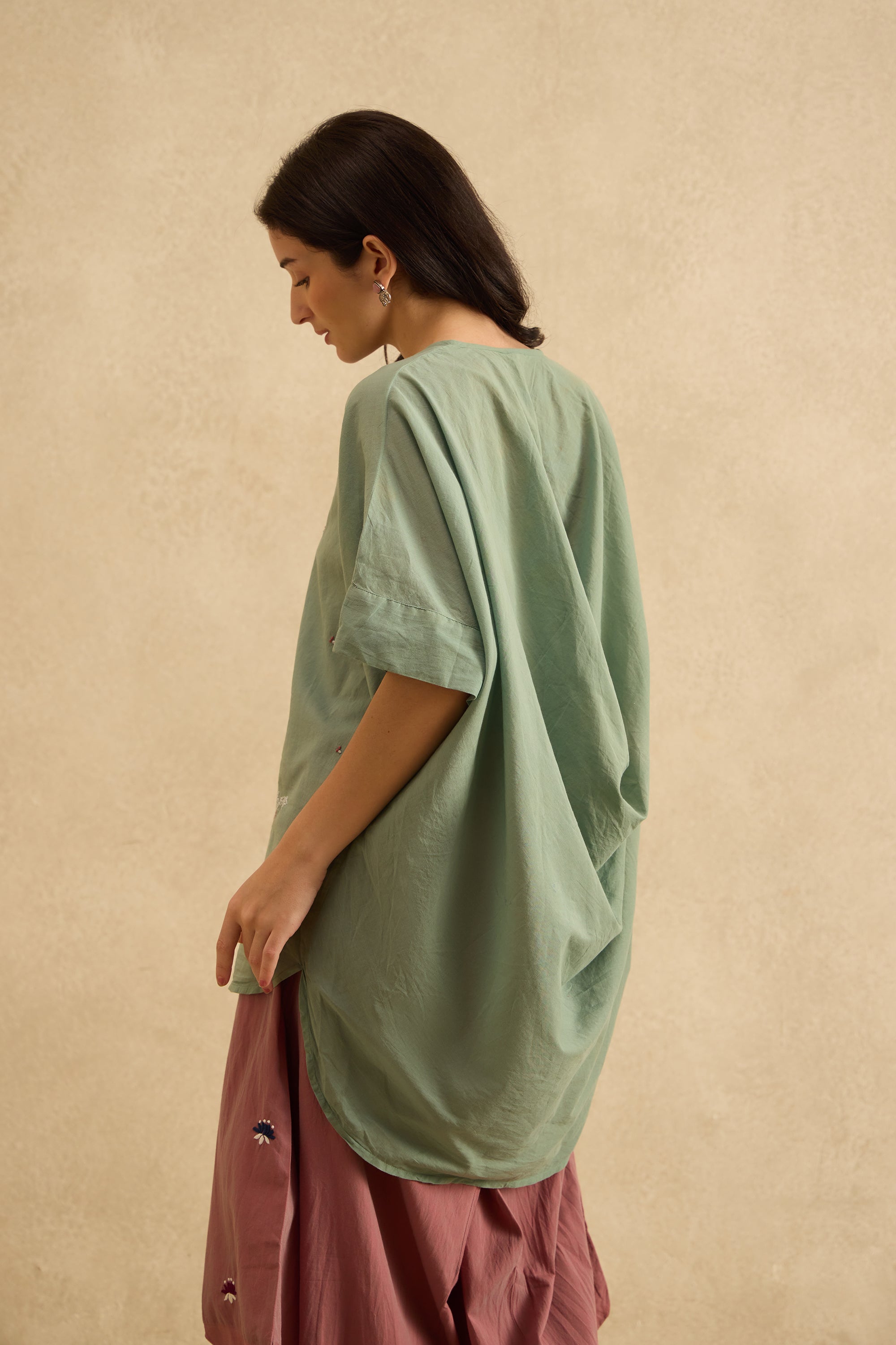 Pravaah handcrafted Chikankari back cowl Shirt