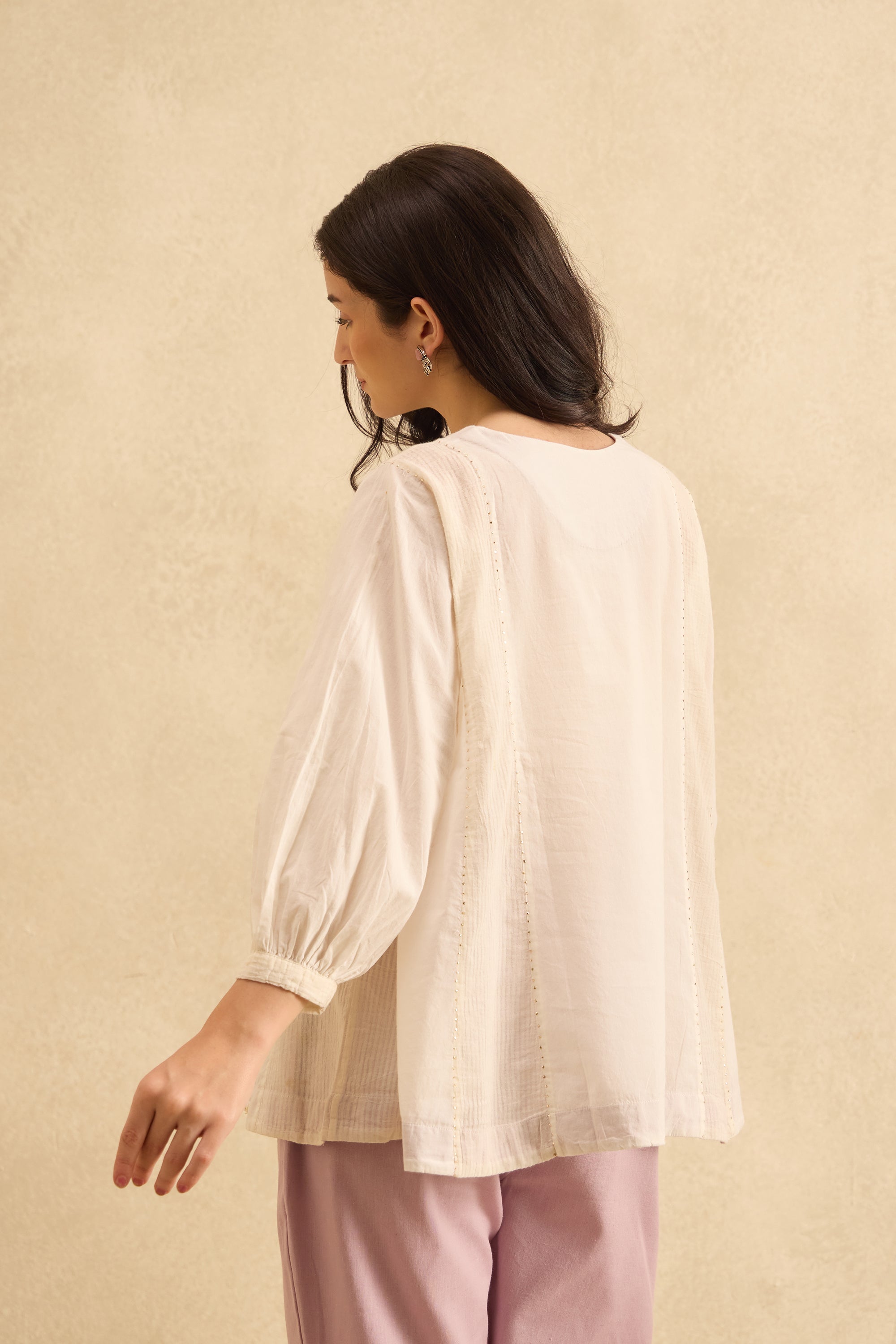 Tlawng handcrafted Chikankari Top