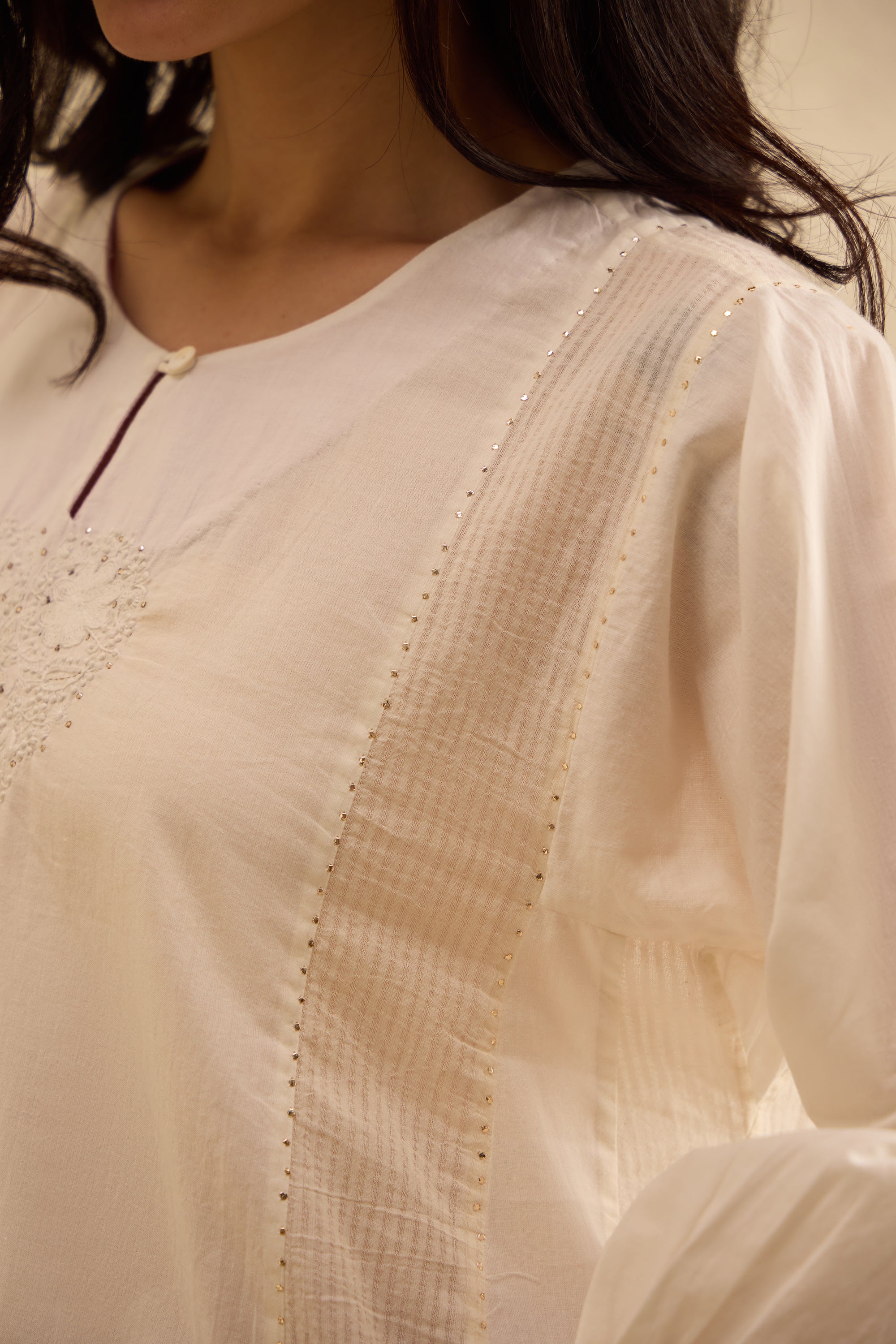Tlawng handcrafted Chikankari Top