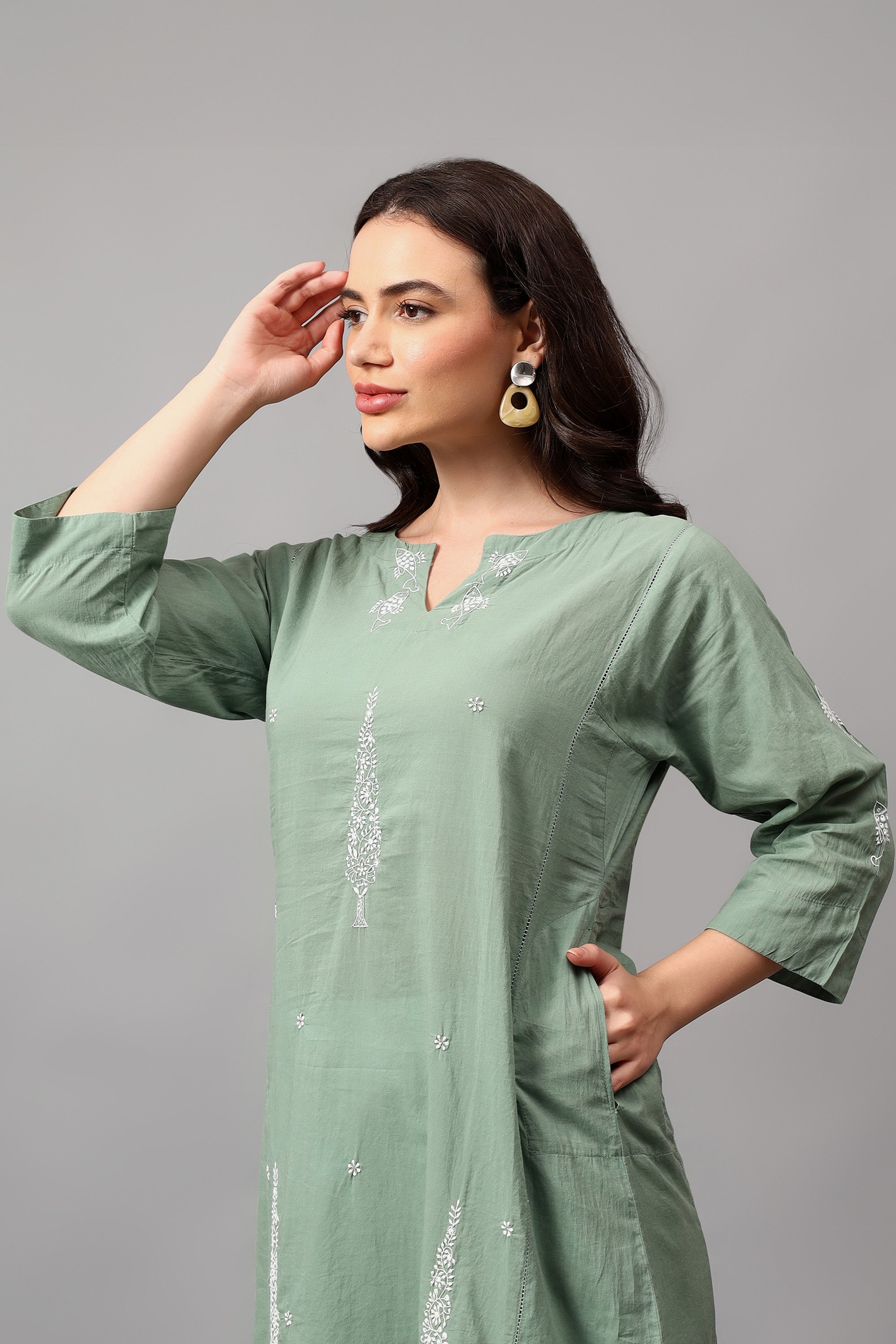 Kurta | Jamuna | Chikankari | Cotton