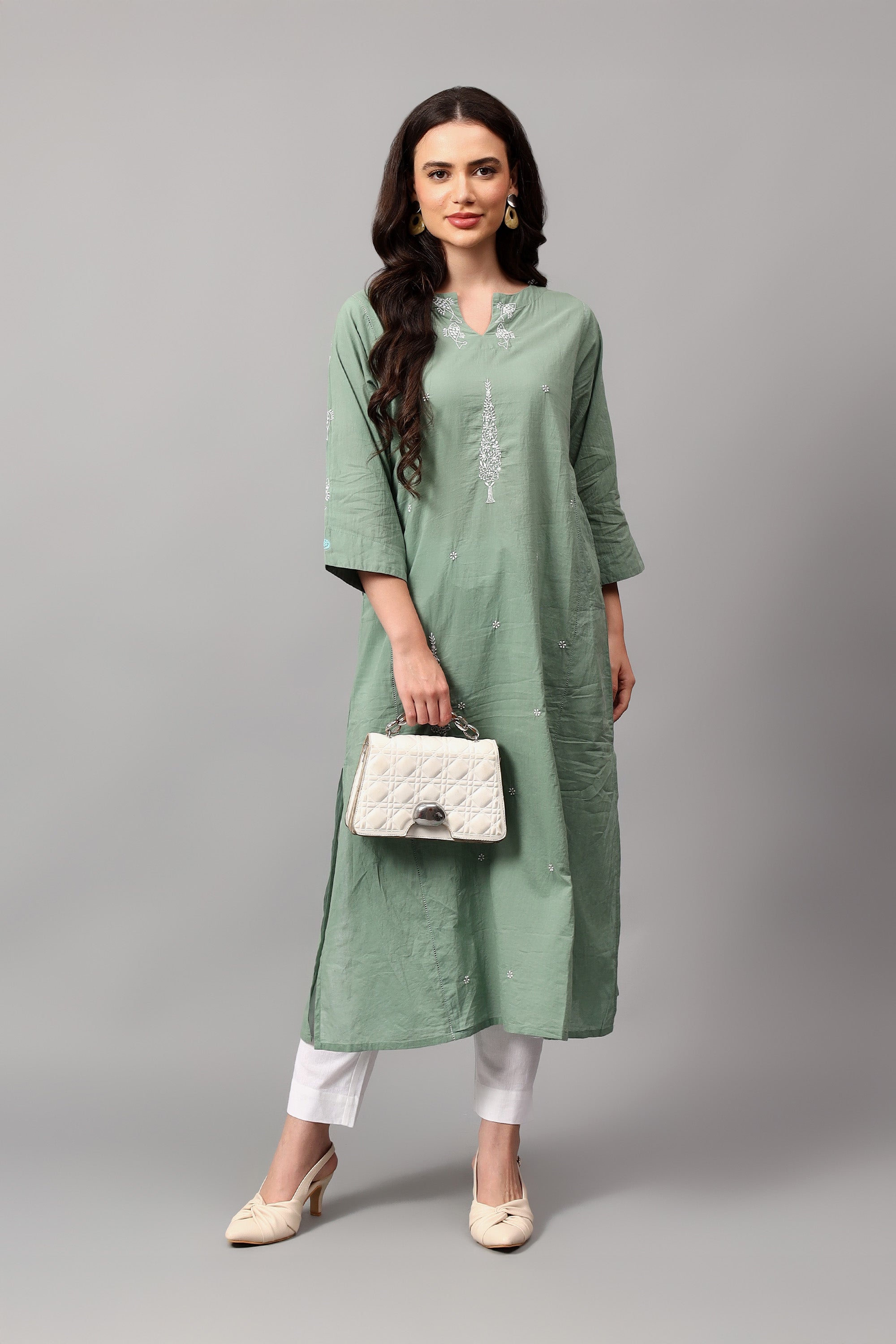 Kurta | Jamuna | Chikankari | Cotton