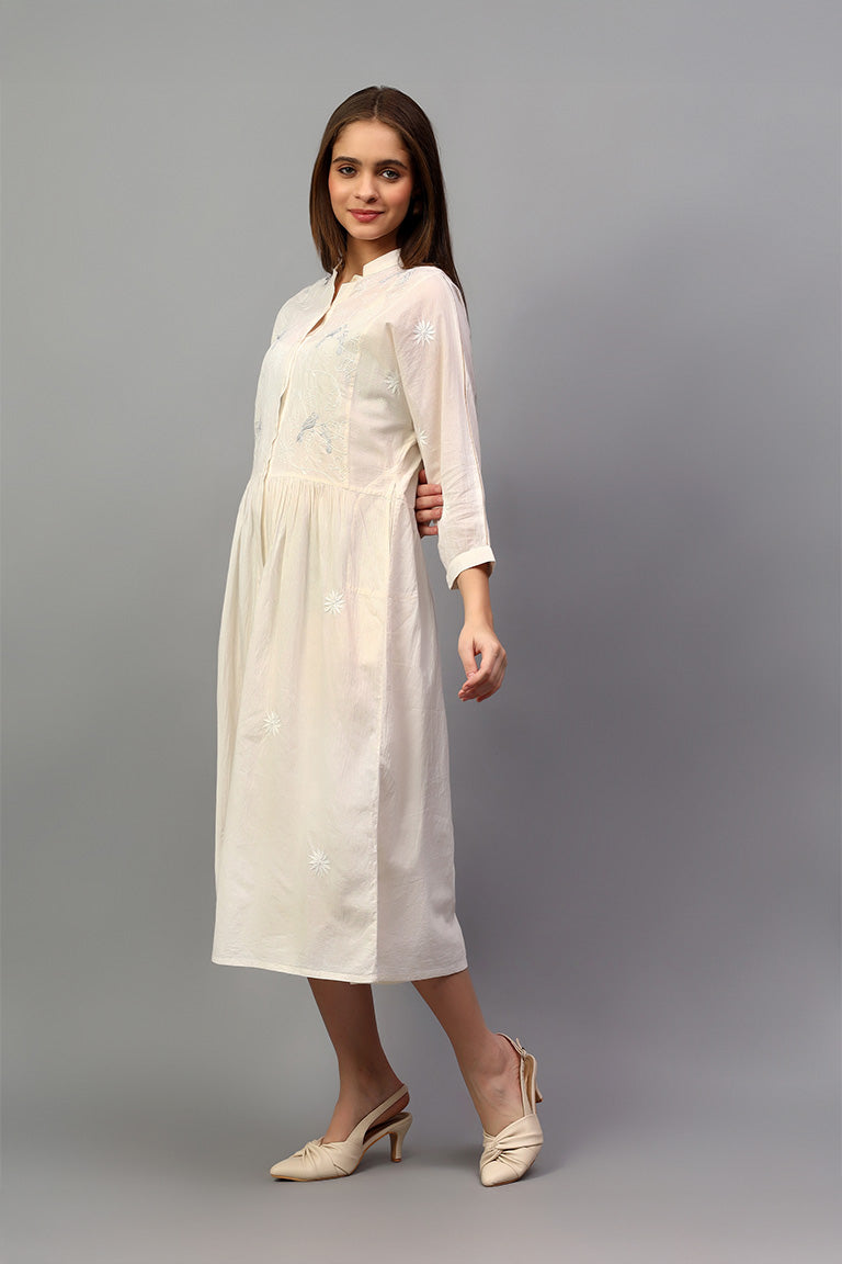 Shirt Dress | Chenab | Chikankari | Cotton