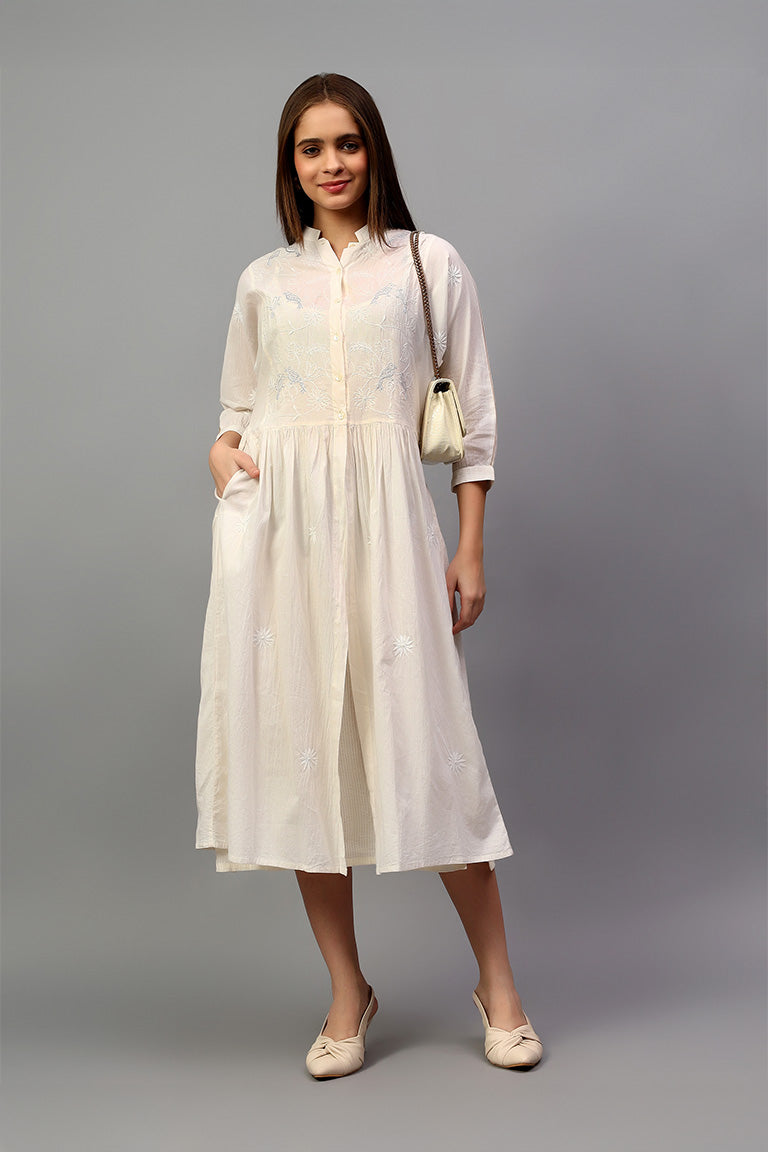 Shirt Dress | Chenab | Chikankari | Cotton