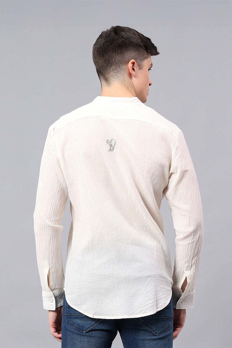 Mandarin Collar Shirt | Atileba | Chikankari | Cotton