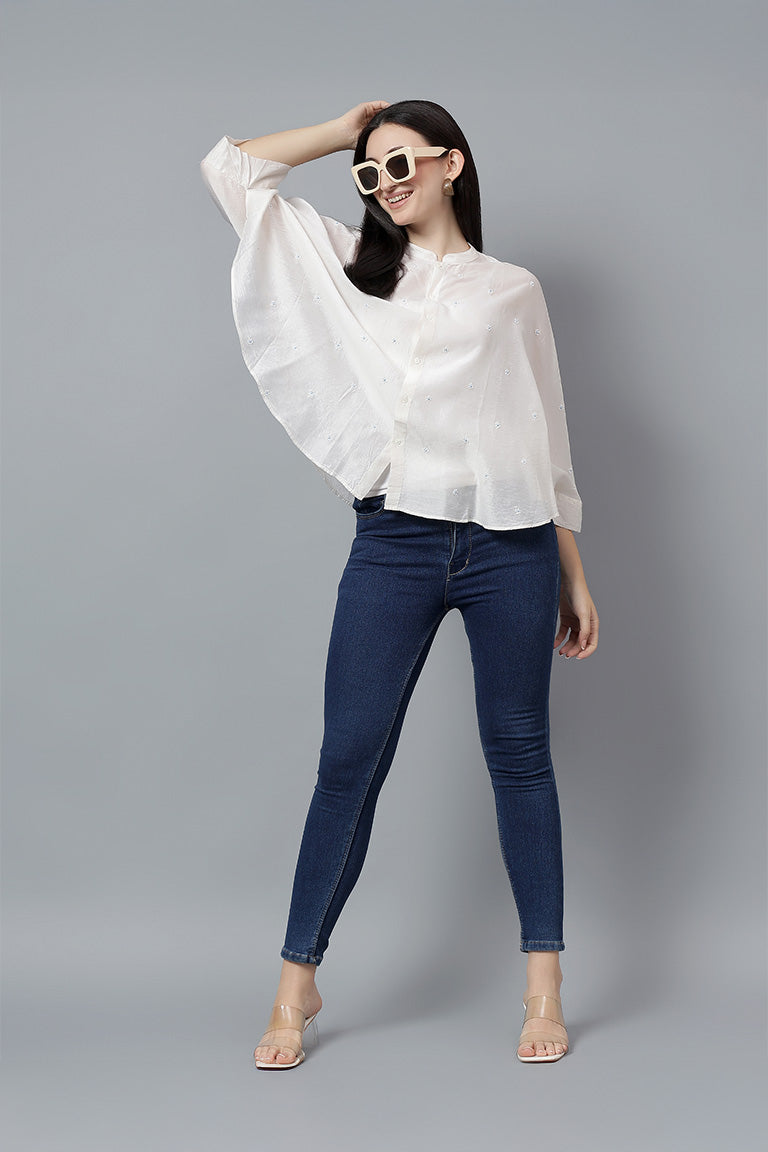 Easy Shirt | Vaani | Chikankari | Cotton Silk (Chanderi)