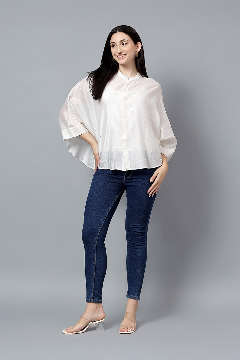 Easy Shirt | Vaani | Chikankari | Cotton Silk (Chanderi)