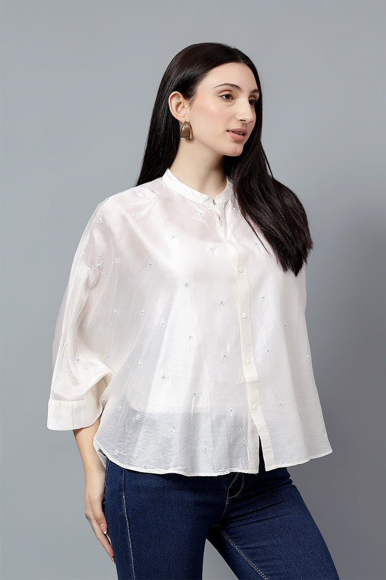 Easy Shirt | Vaani | Chikankari | Cotton Silk (Chanderi)