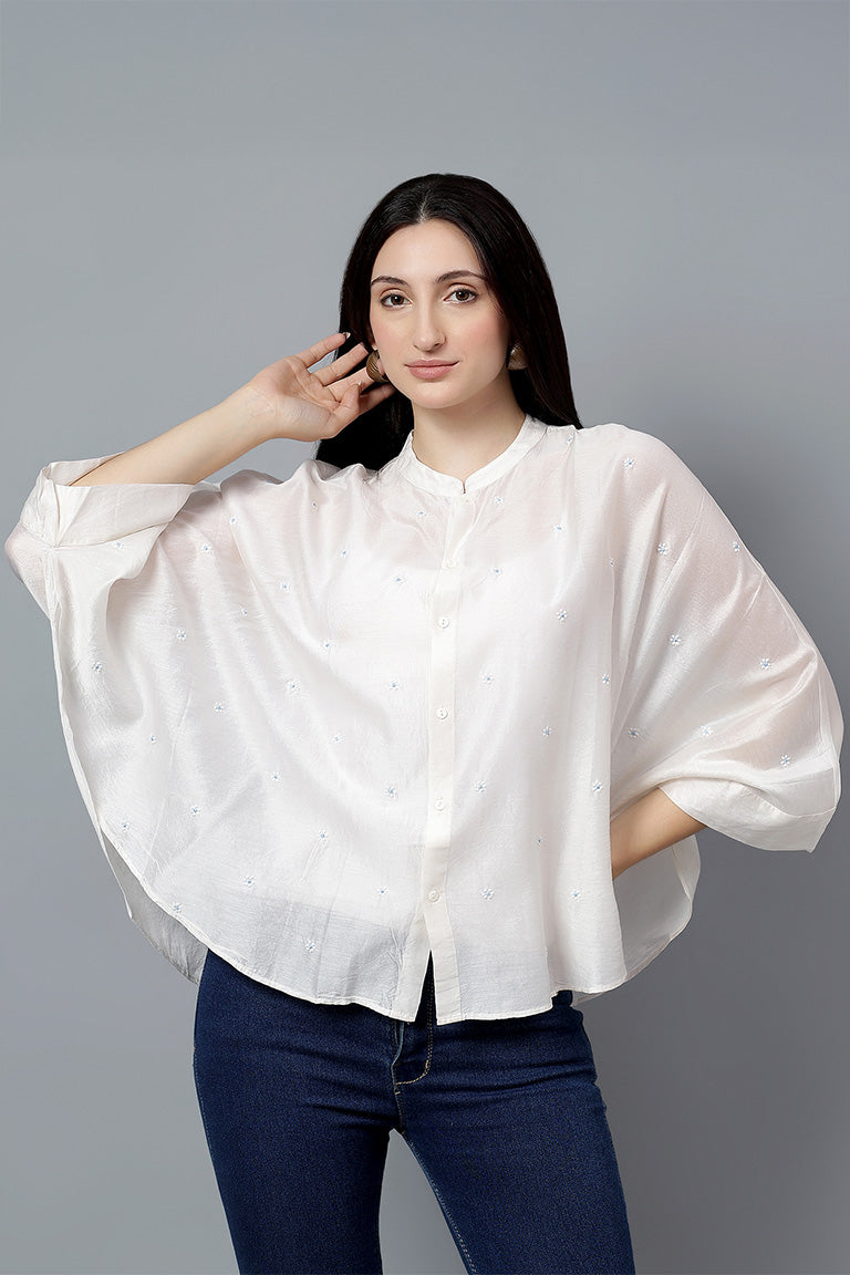 Easy Shirt | Vaani | Chikankari | Cotton Silk (Chanderi)