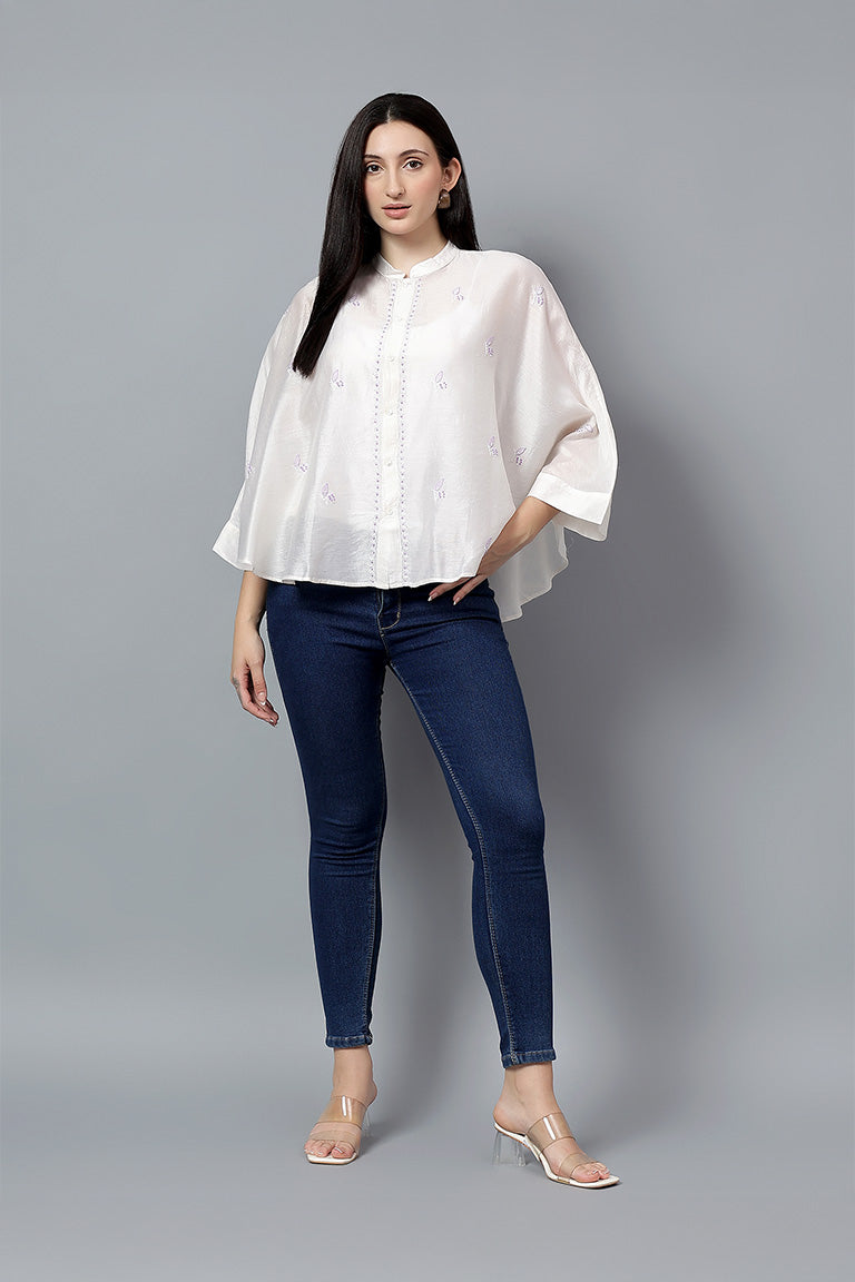 Easy Shirt | Vachan | Chikankari | Cotton Silk (Chanderi)