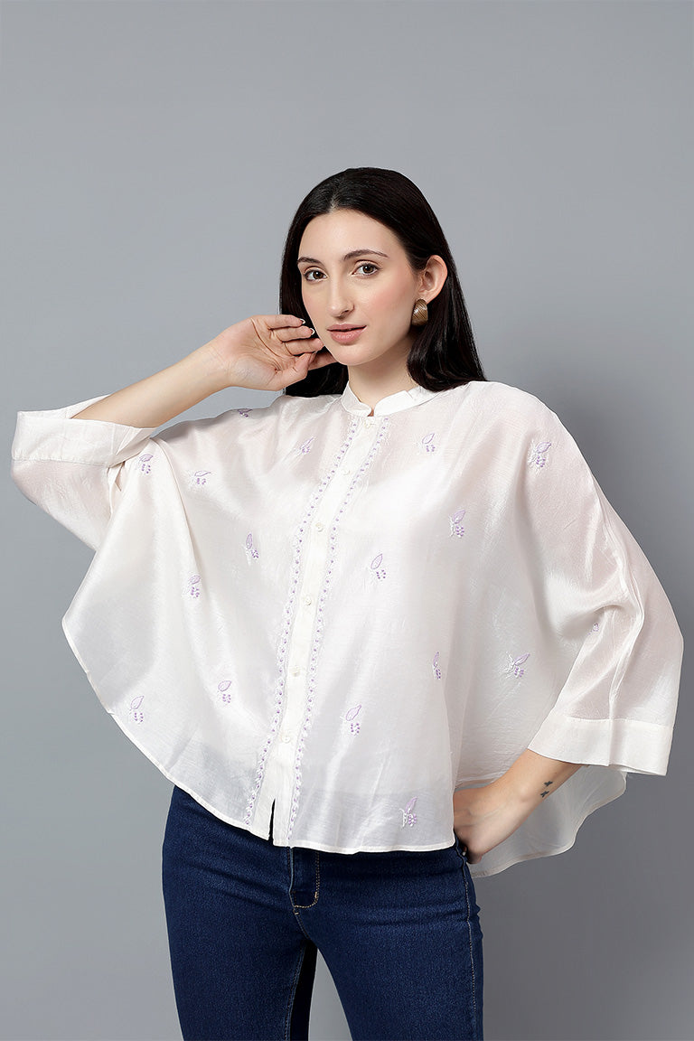Easy Shirt | Vachan | Chikankari | Cotton Silk (Chanderi)